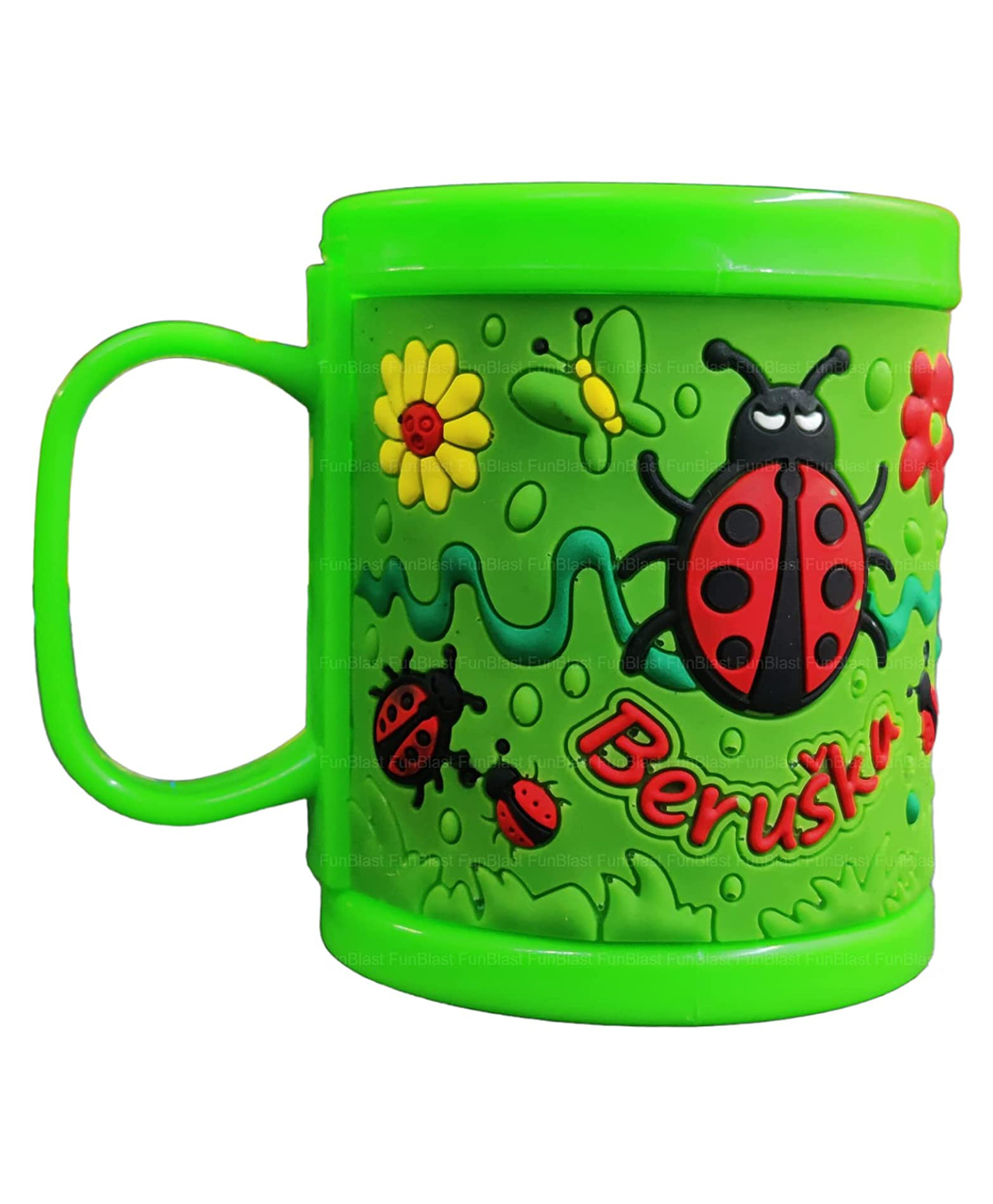 FunBlast Cartoon Print Embossed Milk Mug Green Bug- 350ml-picture-27