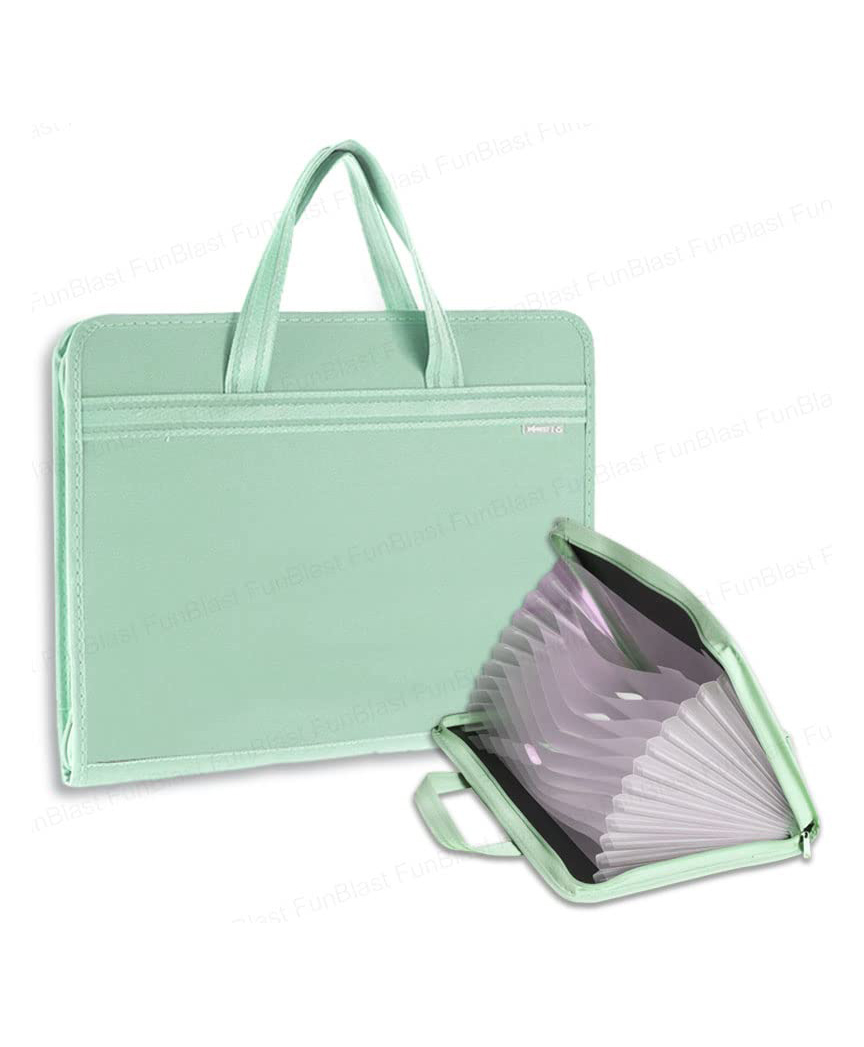 FunBlast Portfolio File Folder A3 Size with Zip Lock Green-image-1