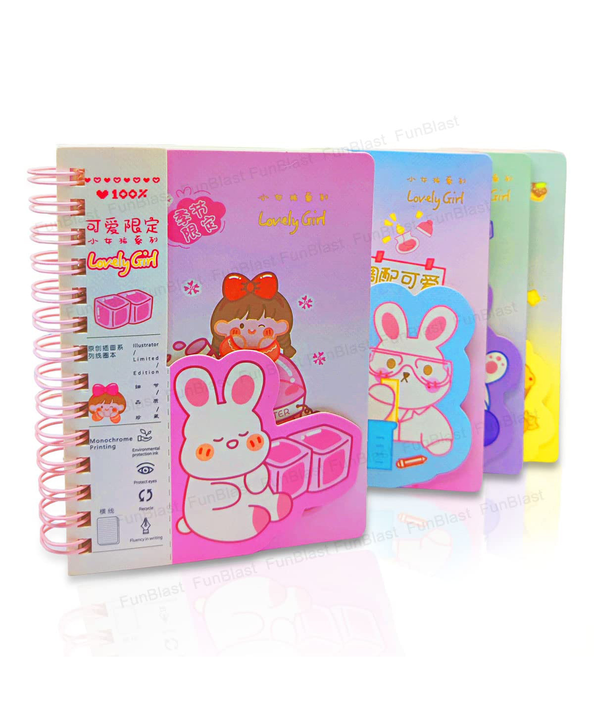 FunBlast Mini Ring Binder Spiral Notebook Set of 4 - 80 Pages Each-image-38