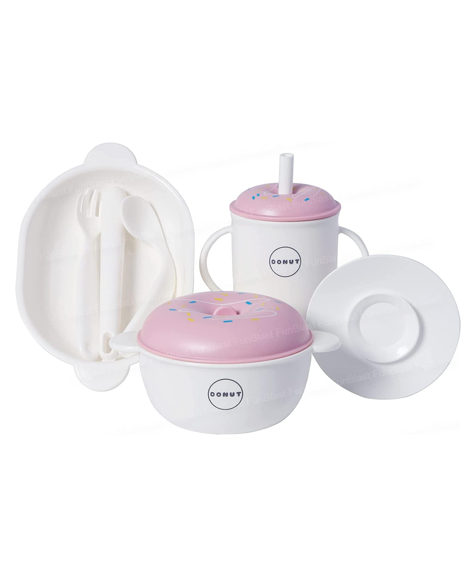 FunBlast Donut Theme Tableware Set for Toddlers - Pink-image-18