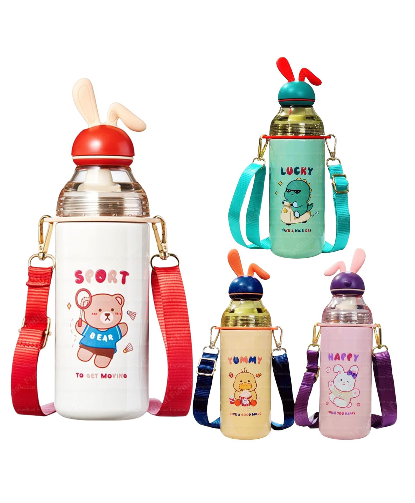 FunBlast Stainless Steel Bottle with Sipper and Adjustable Strap Beige - 540 ml-image-15