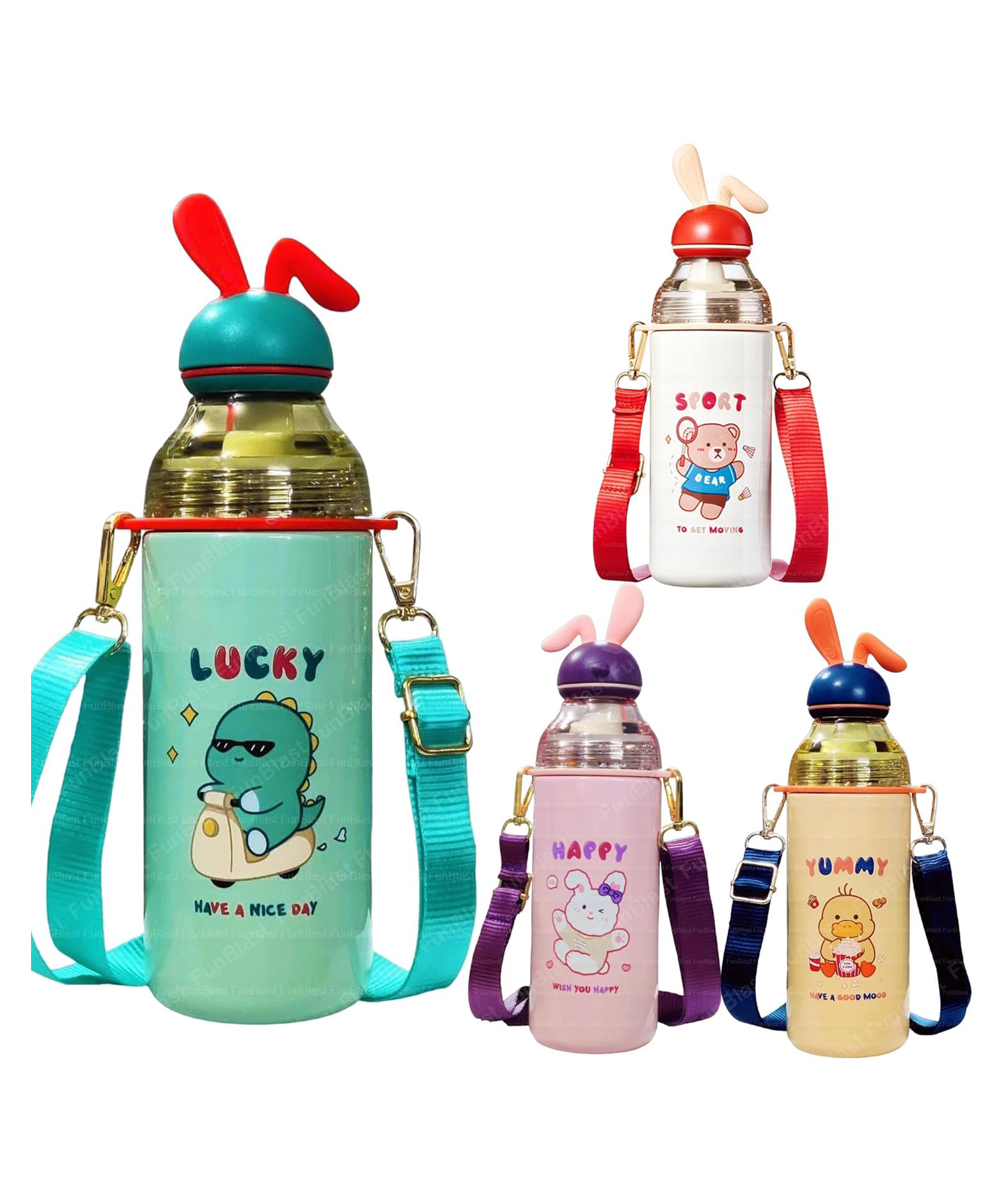 FunBlast Cartoon Design Water Bottle with Sipper - 1 Pc Random Color and Print-image-33