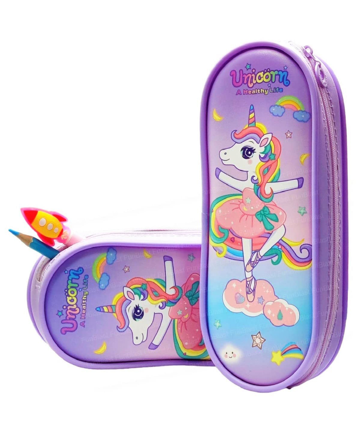 FunBlast Unicorn Themed Multi Purpose Pencil Pouch - Purple-picture-10