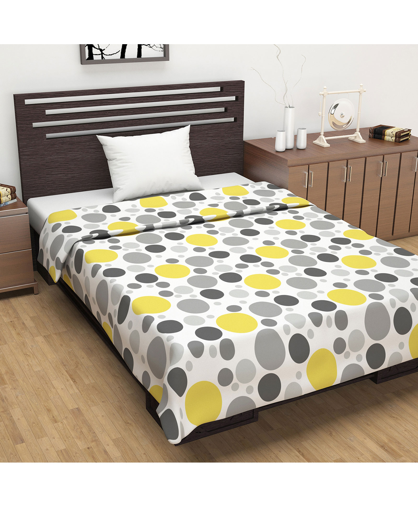 Divine Casa Cotton Printed Soft Lightweight Winter Blanket - Yellow-image-41