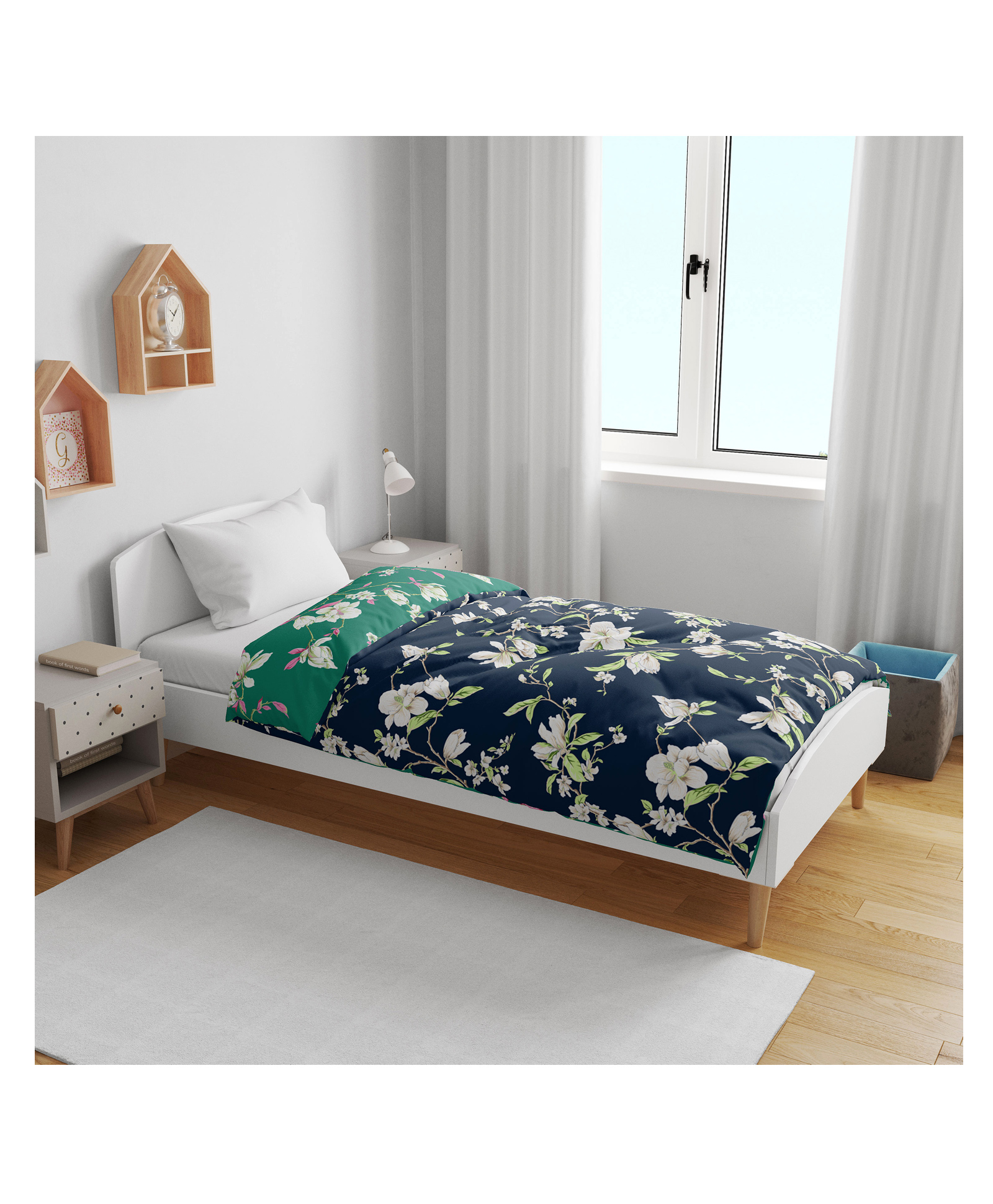 Divine Casa Microfiber Dohar Blanket For Toddler Upto 4 Years - Green & Blue-image-8