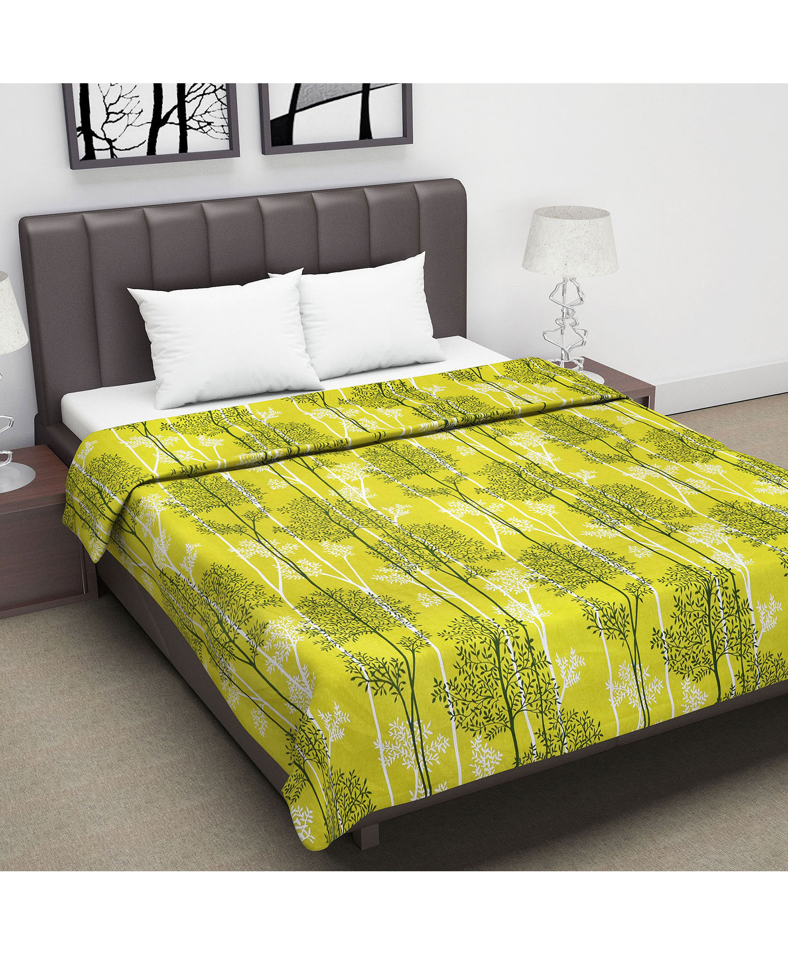 Divine Casa Cotton 120 GSM Reversible Lightweight Printed Double Bed AC Dohar Blanket Quilt - Green and Dark Green-picture-18