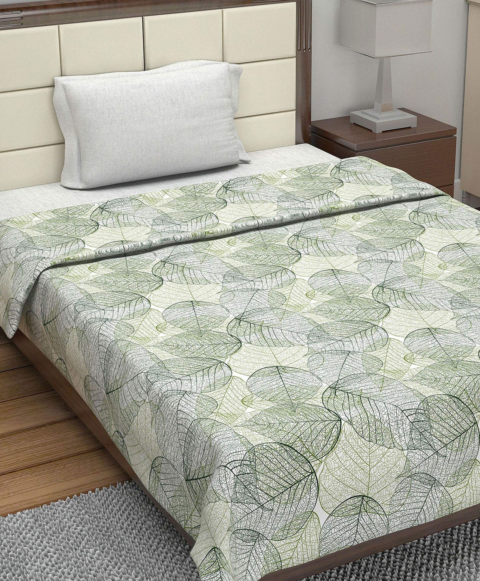 Divine Casa Glace Cotton 120 GSM Reversible Lightweight Printed Single Bed AC Dohar Blanket Quilt - Dark Green and Light Green-picture-26