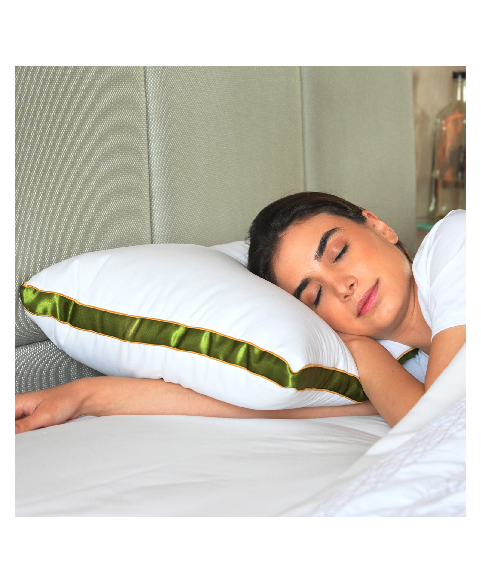 Sleepsia Microfiber Bed Pillow For Sleeping - Down Alternative Ultrasoft Cotton Pillow - (Green, Pack of 1)-picture-22