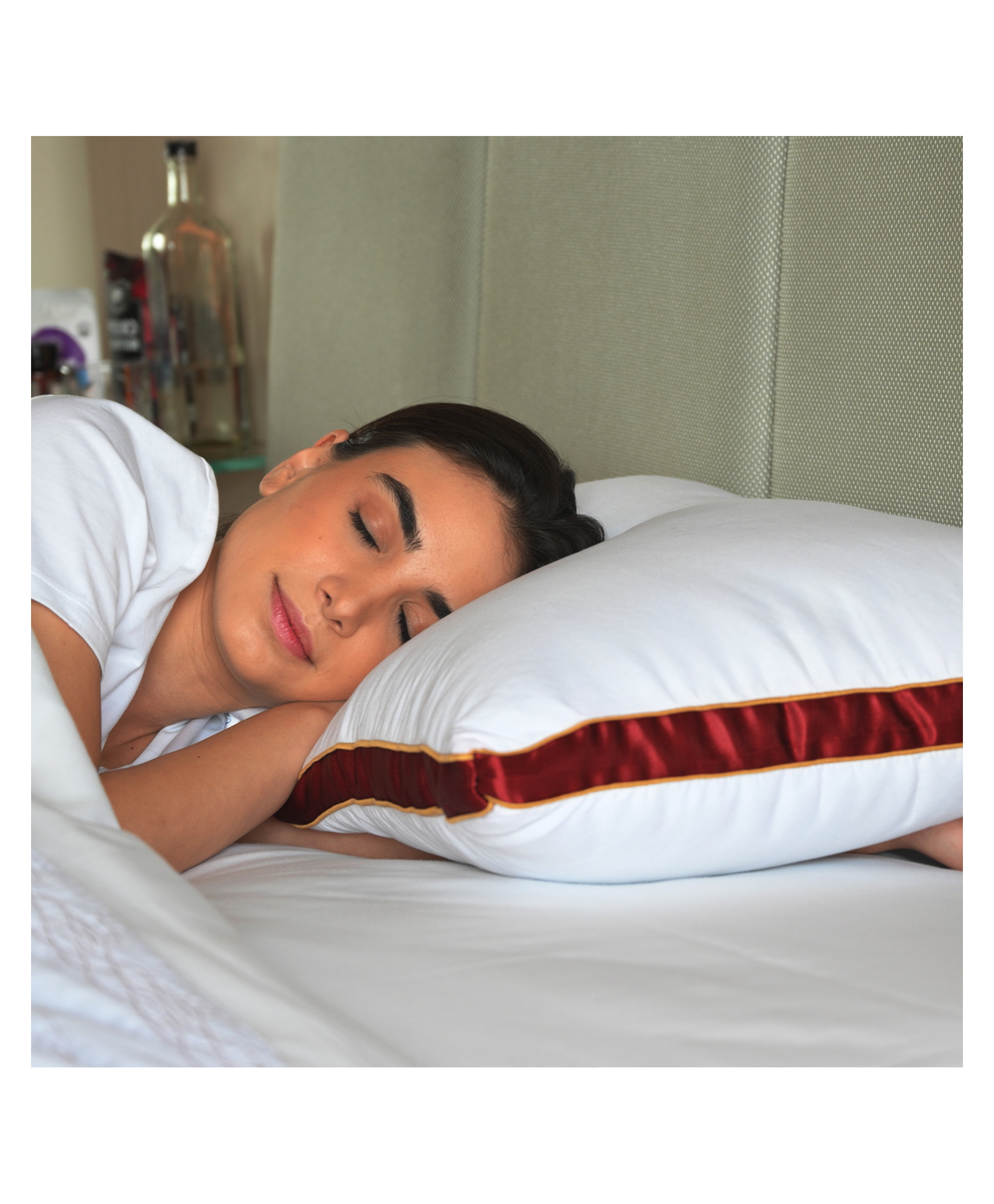 Sleepsia Microfiber Bed Pillow For Sleeping - Down Alternative Ultrasoft Cotton Pillow - (Red, Pack of 1)-picture-30