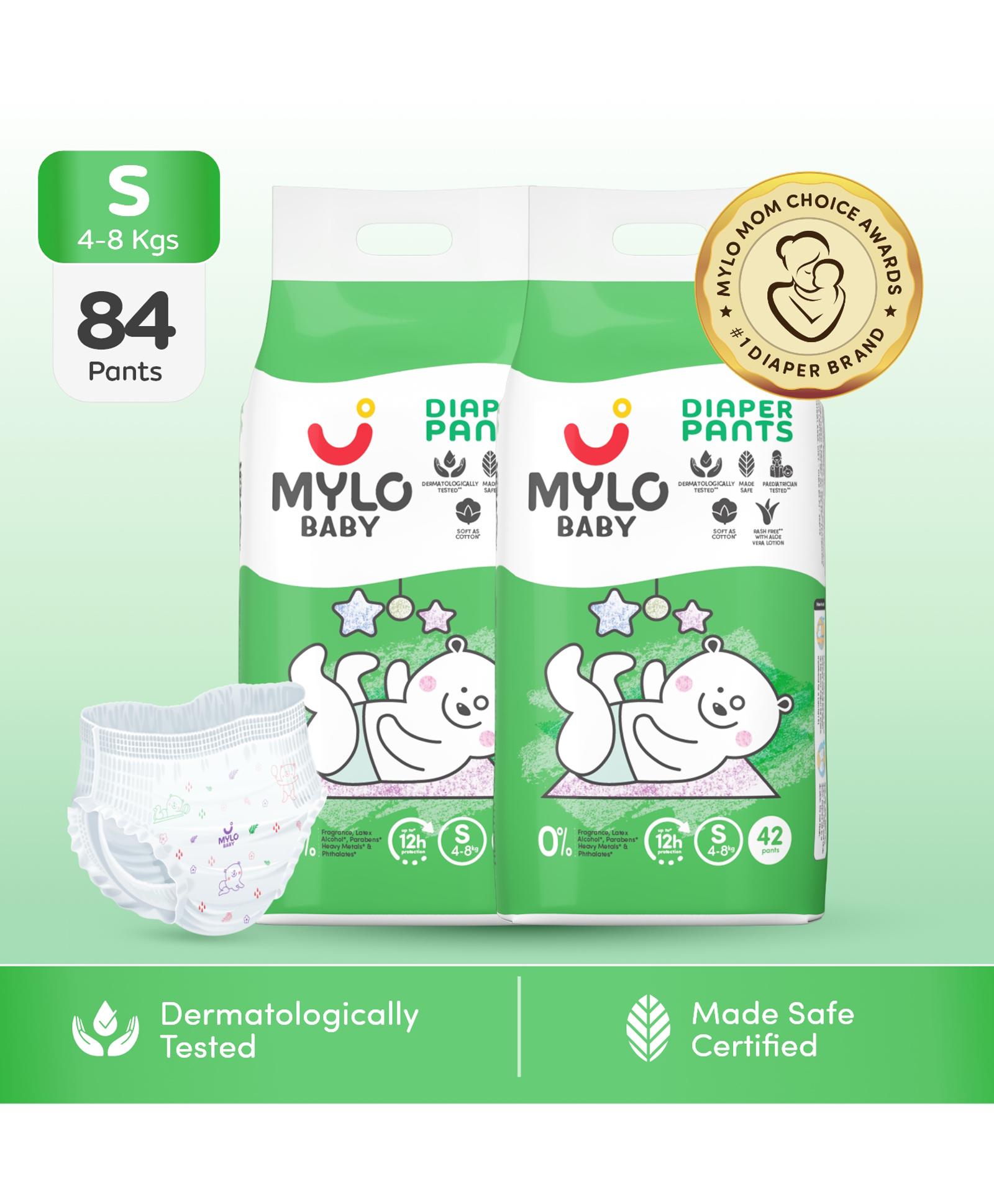 Mylo Baby Diaper Pants Small S Size 4-8 kgs with ADL Technology - 84 Count - 12 Hours Protection-picture-32