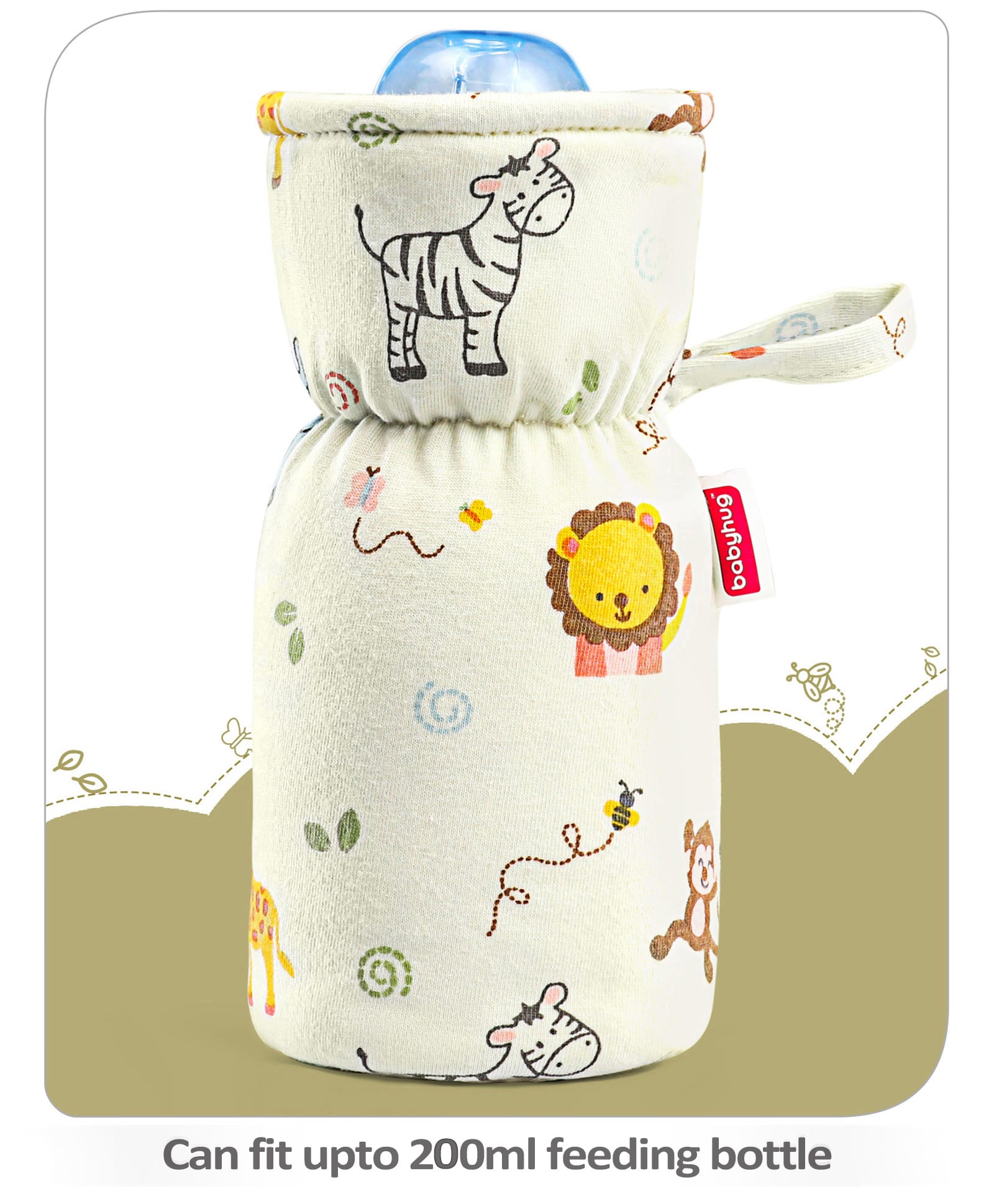 Babyhug 100% Cotton Premium Feeding Bottle Cover with Sherpa Lining Lion Print - Fits upto 330 ml-image-7