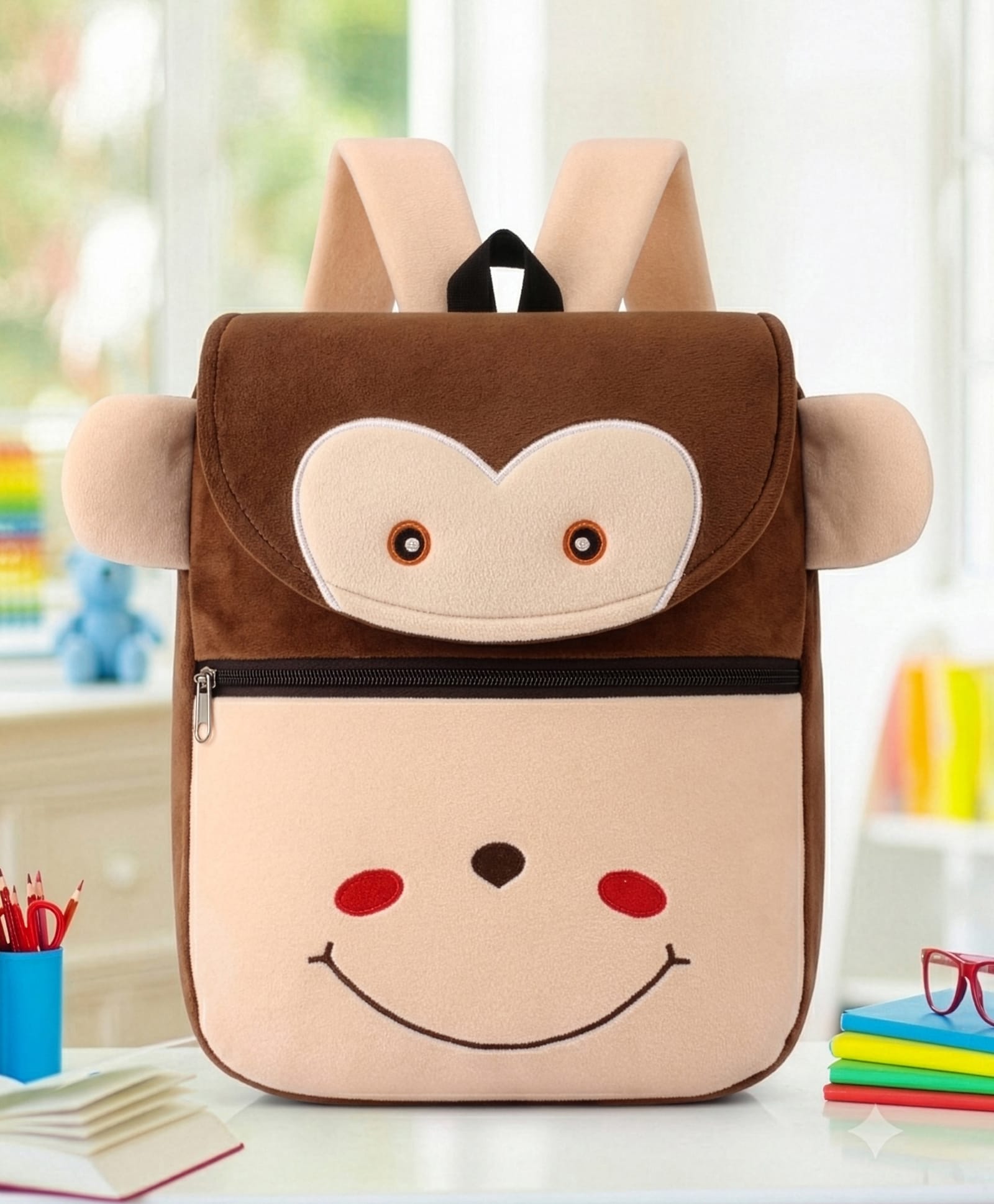 Babyhug Monkey Faced Soft Toy Bag  Multicolour - 13 Inches-image-38