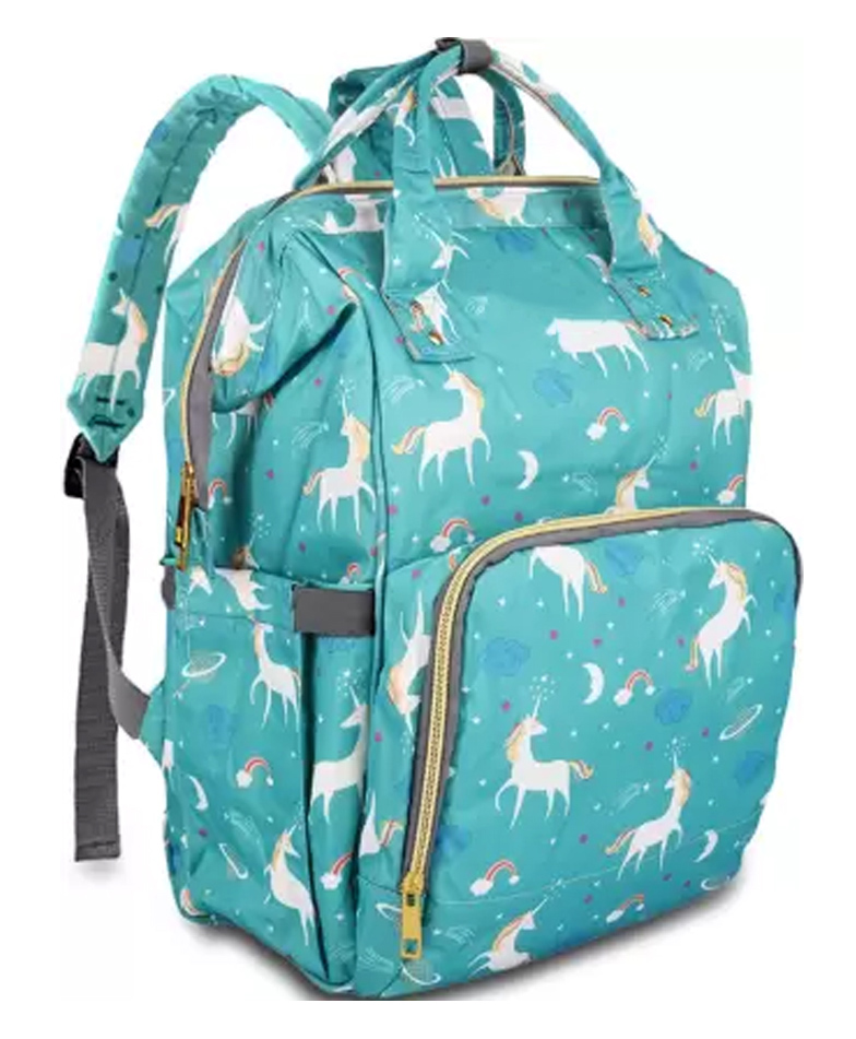 Chinmay Kids Large Capacity Mother Bag Diaper Backpack with Insulated Bottle Storage - Dark Green-picture-21