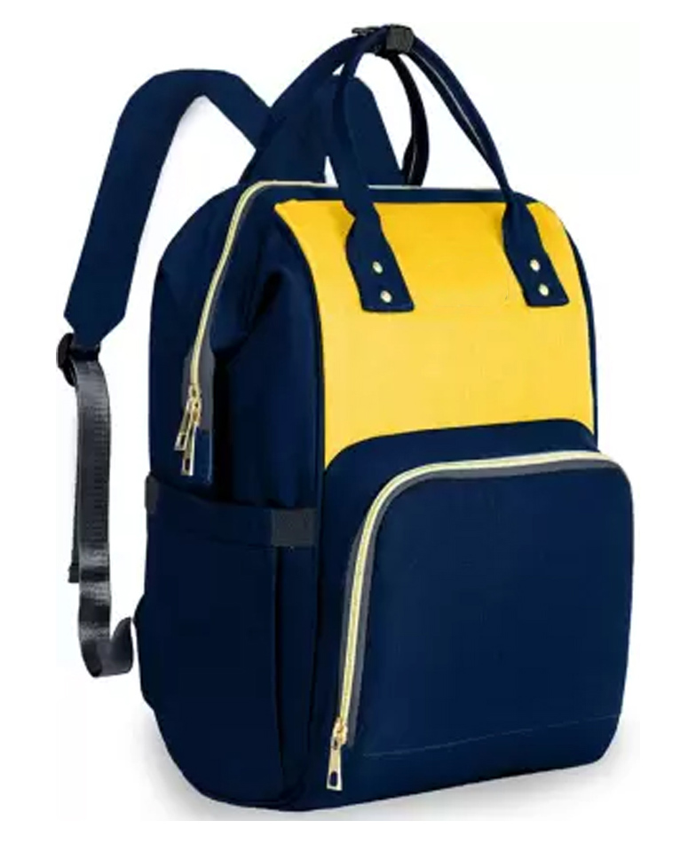 Chinmay Kids Large Capacity Mother Bag Diaper Backpack with Insulated Bottle Storage - Blue & Yellow-image-38