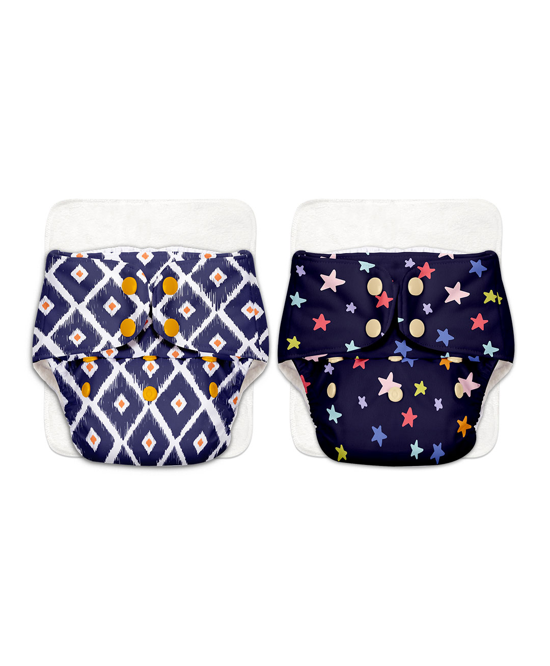 Superbottoms BASIC Washable & Reusable Cloth Diapers, Quick dry high absorption Diapers for Baby (3m-3y) Pack of 2 - Multicolor-image-48