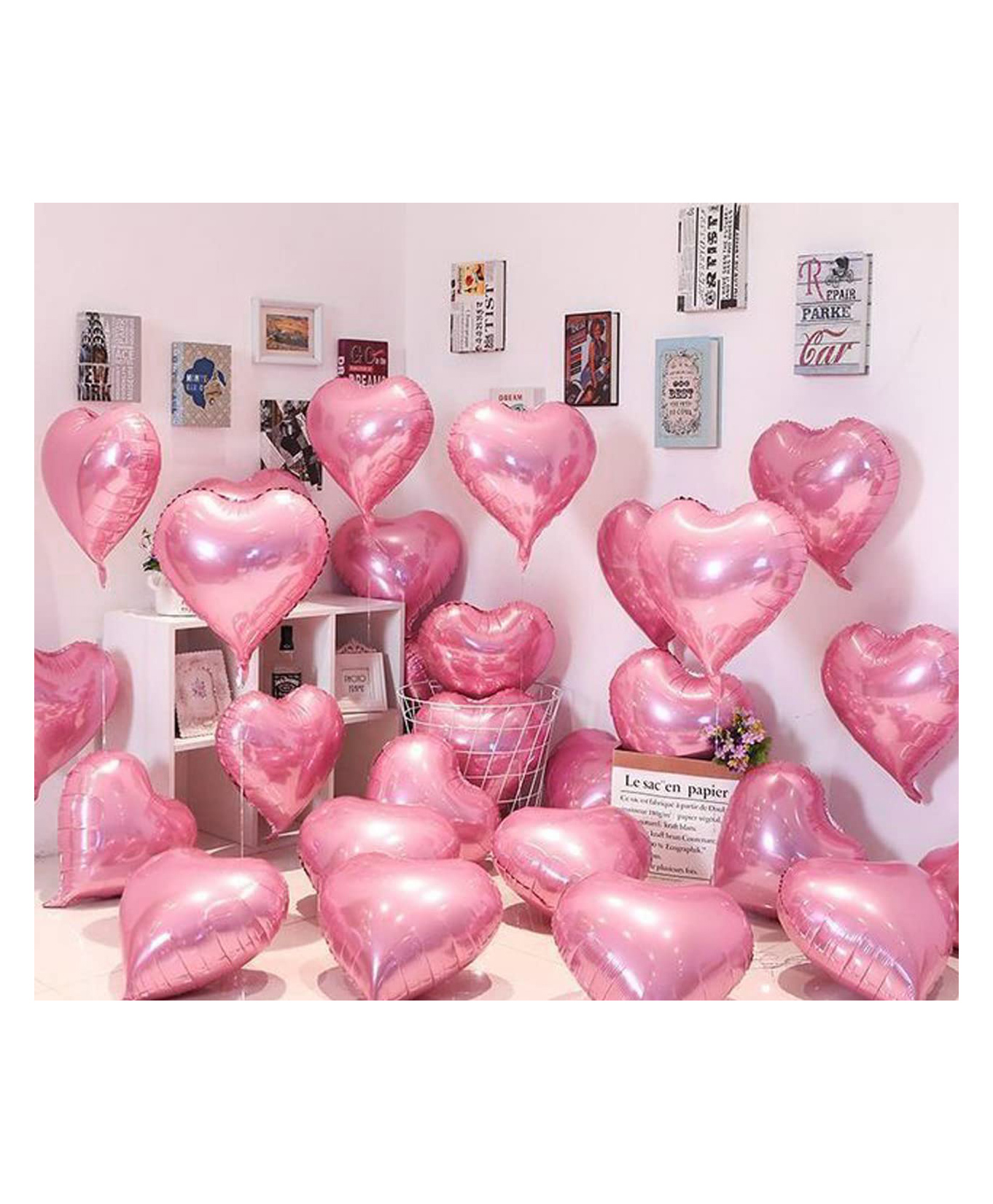 AMFIN Foil Balloons  Heart Shape Pink- Pack of 20-image-20