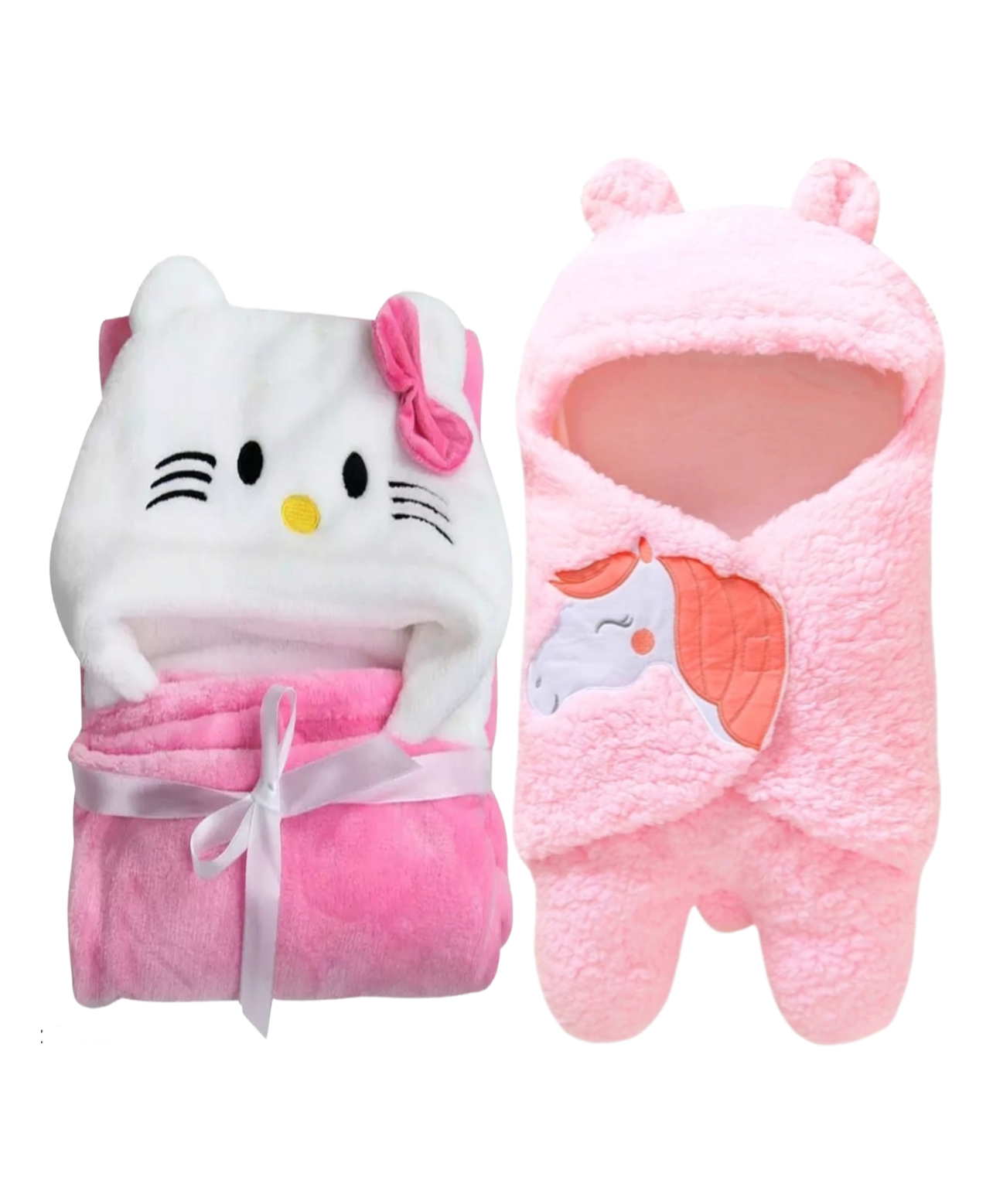 Brandonn Combo of Flannel Hooded Wearable Blanket Unicorn Patch And Hoodie Wrapper Pack of 2 - Pink-picture-26