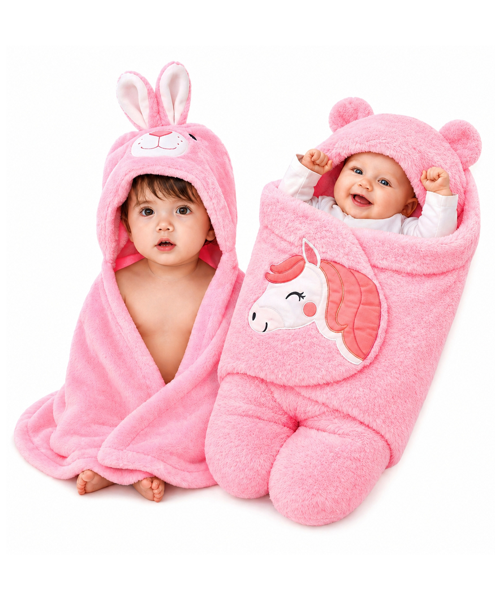 Brandonn Combo of Flannel Hooded Wearable Blanket Unicorn Patch And Hoodie Wrapper Pack of 2 - Pink-picture-48