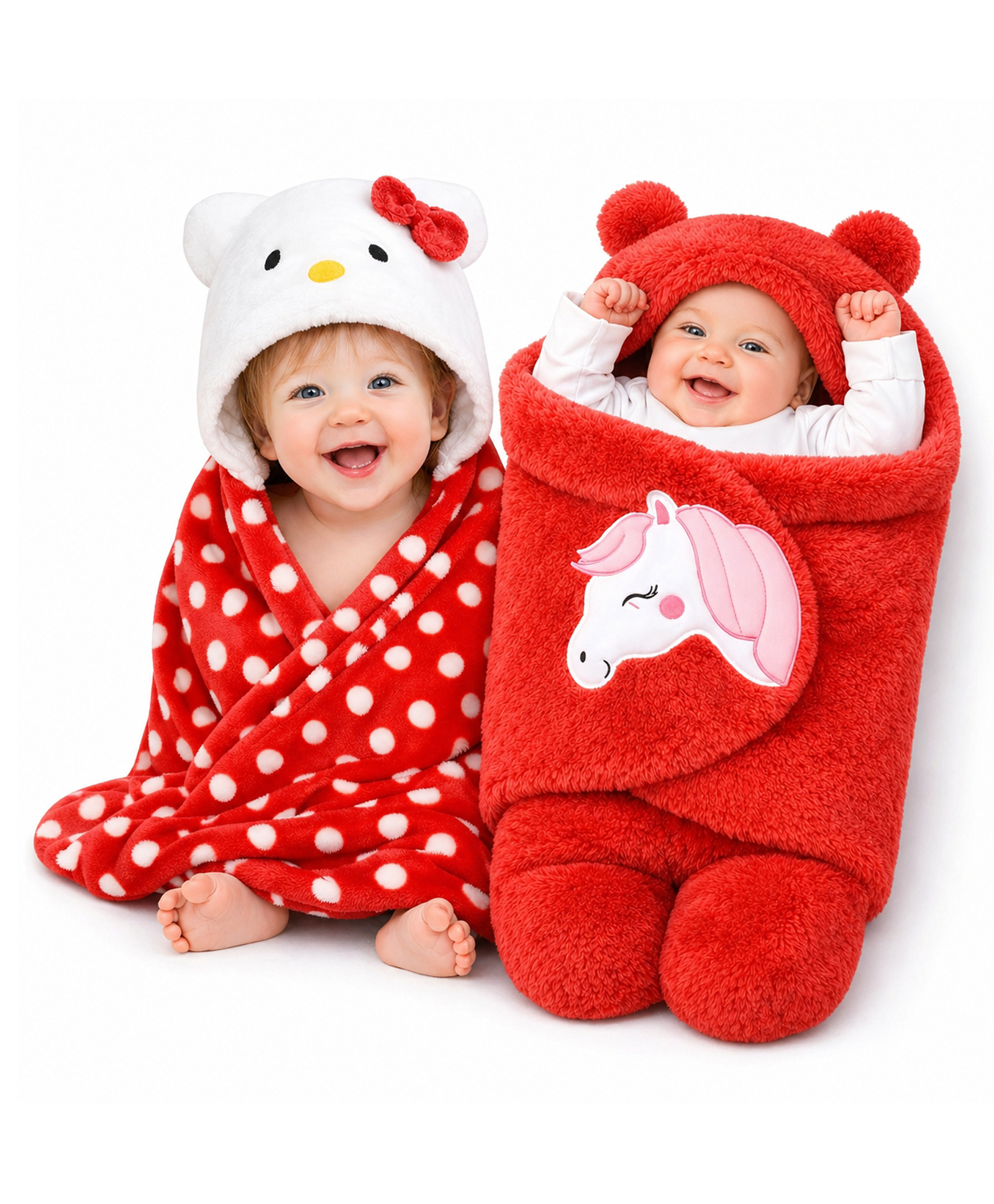 Brandonn Combo of Flannel Hooded Wearable Blanket Unicorn Patch And Hoodie Wrapper Pack of 2 - Red-picture-49