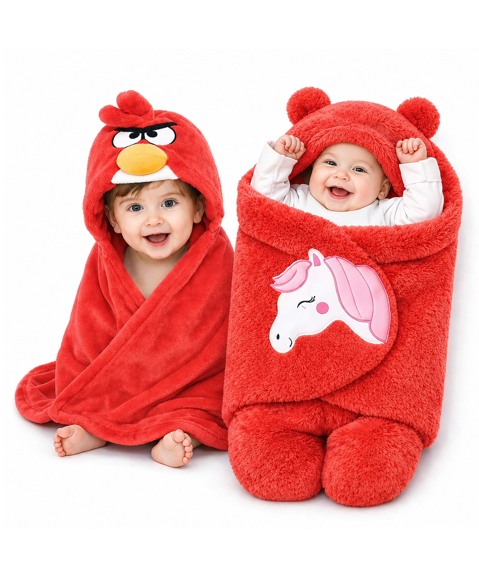 Brandonn Combo of Flannel Hooded Wearable Blanket Unicorn Patch And Hoodie Wrapper Pack of 2 - Red-picture-43