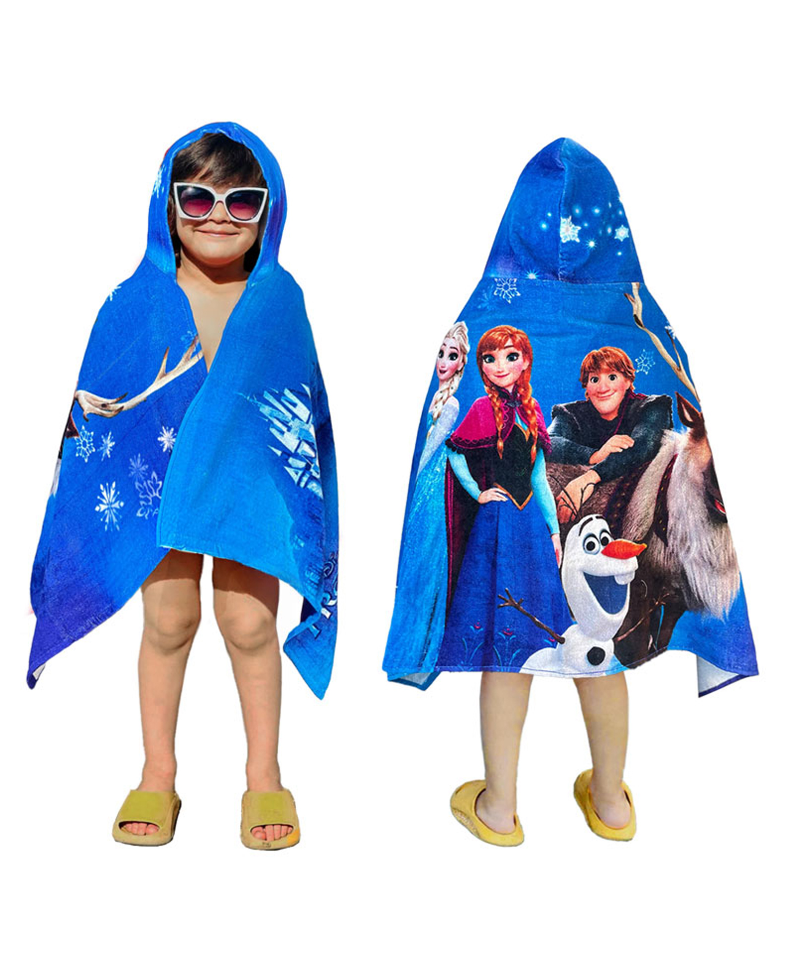 Sassoon Frozen Terry Cotton Bath Pool Beach Hooded Towel Wrap for Kids - Purple-picture-26