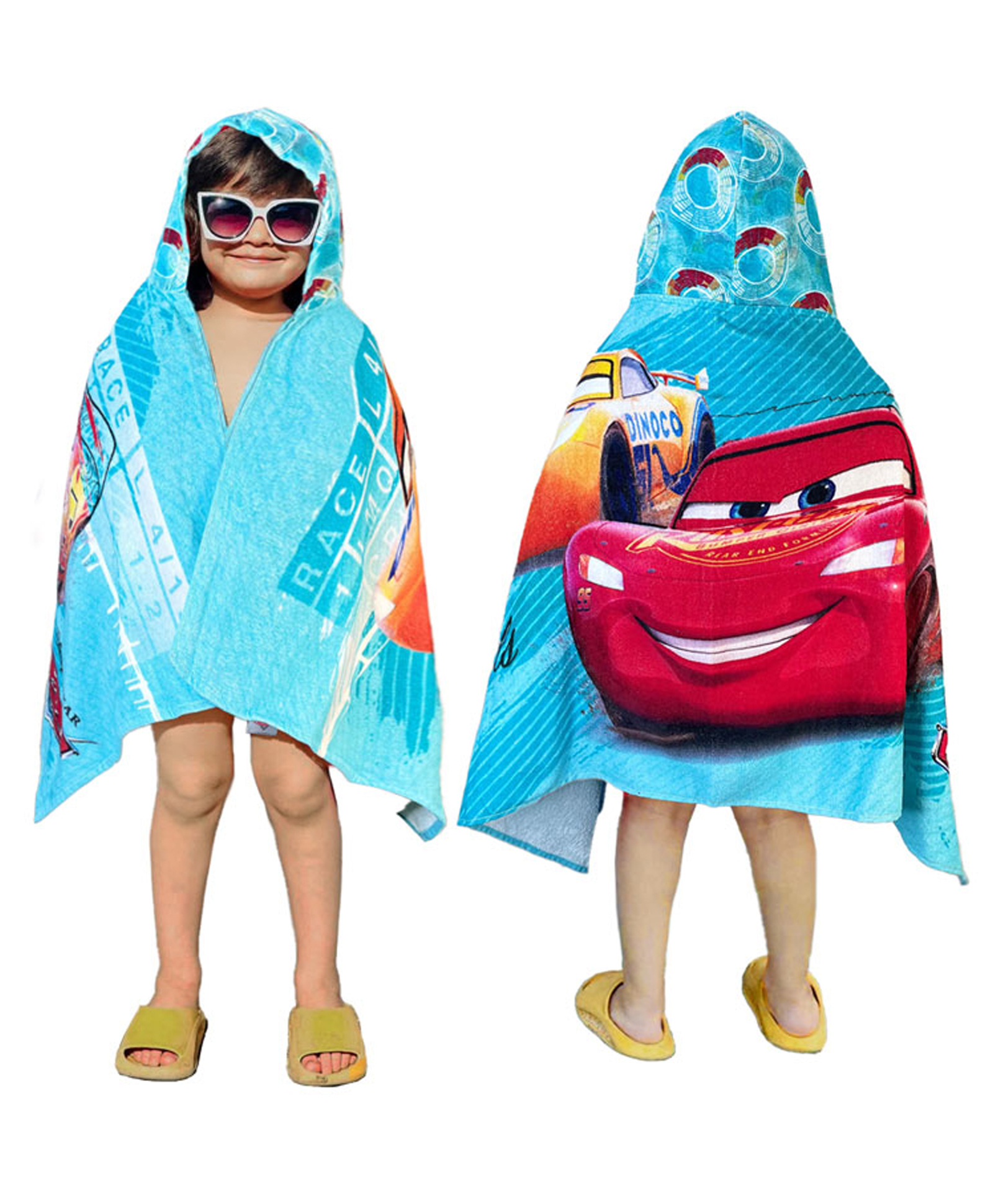 Sassoon Pixer Car Terry Cotton Bath Pool Beach Hooded Towel Wrap for Kids - Red-picture-10
