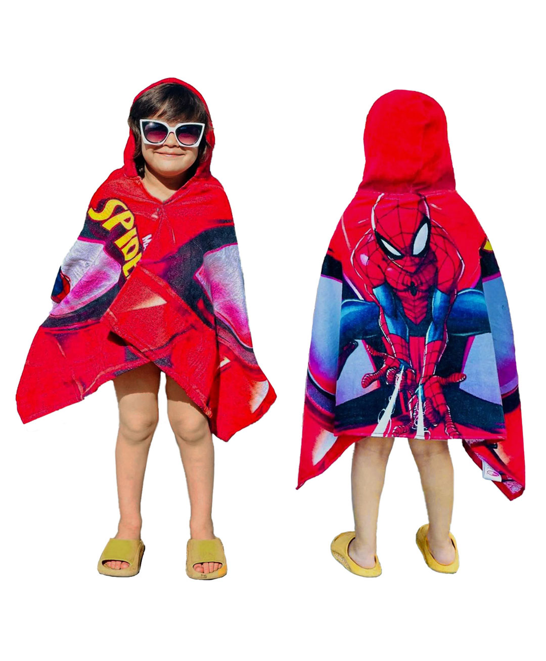 Buy Sassoon Spiderman Terry Cotton Bath Pool Beach Hooded Towel Wrap for  Kids - Red for Both (0 Month-8 Years) Online in India, Shop at   - 13059115