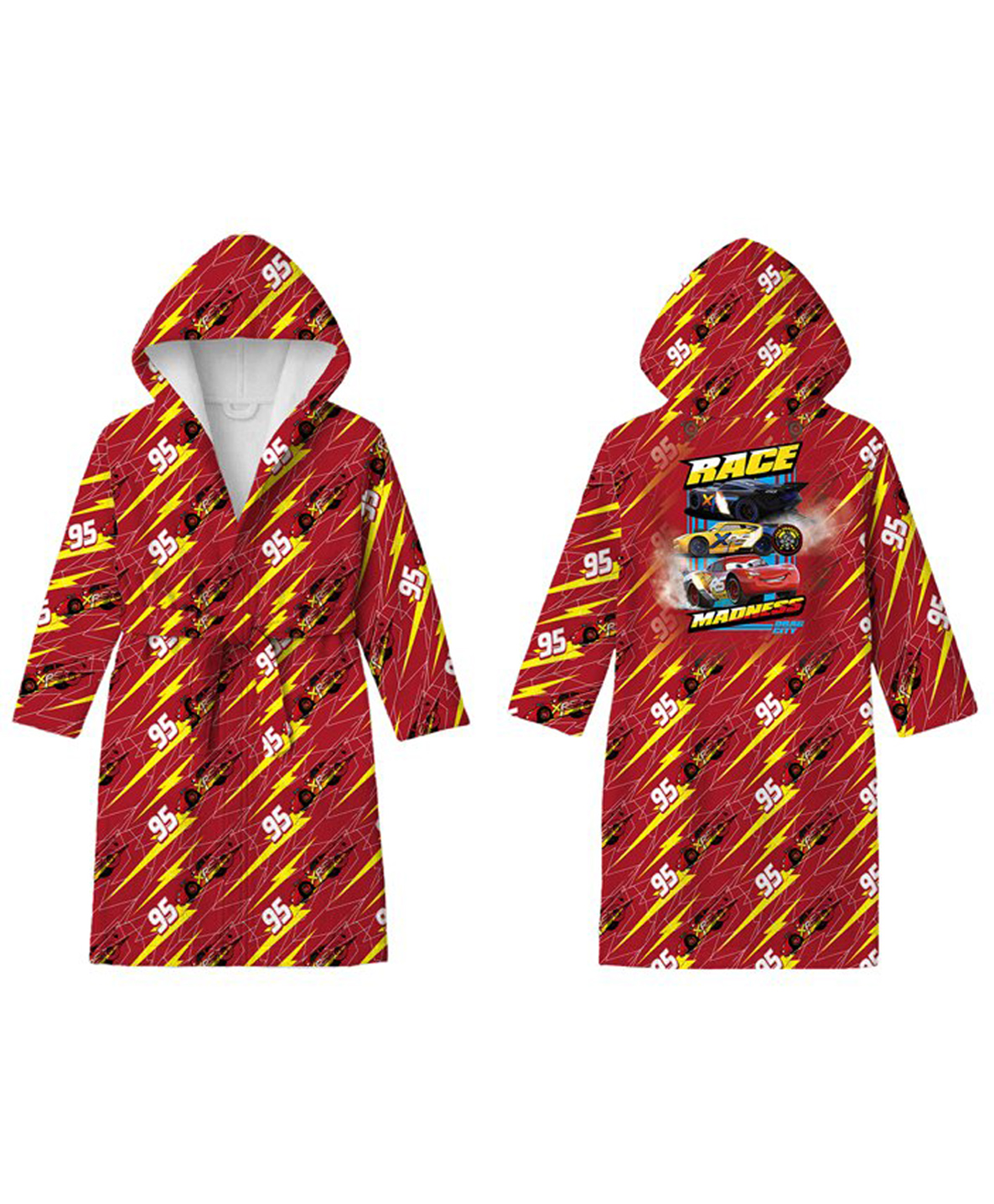 Sassoon Pixer Car Printed Cotton Bathrobe - Maroon-image-41