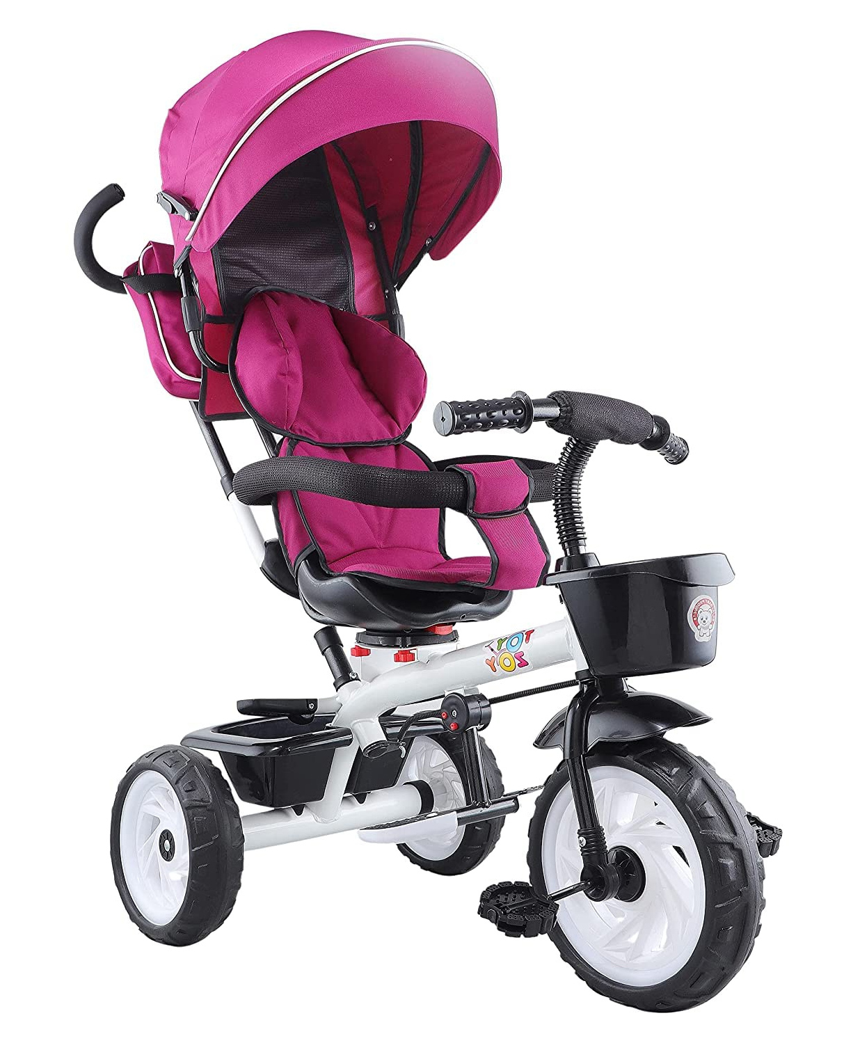 JoyRide 4 in 1 Convertible Baby Tricycle Toddler Stroller Pedal Tricycle w/ Reversible Seat Adjustable Removable Handle Canopy-picture-15