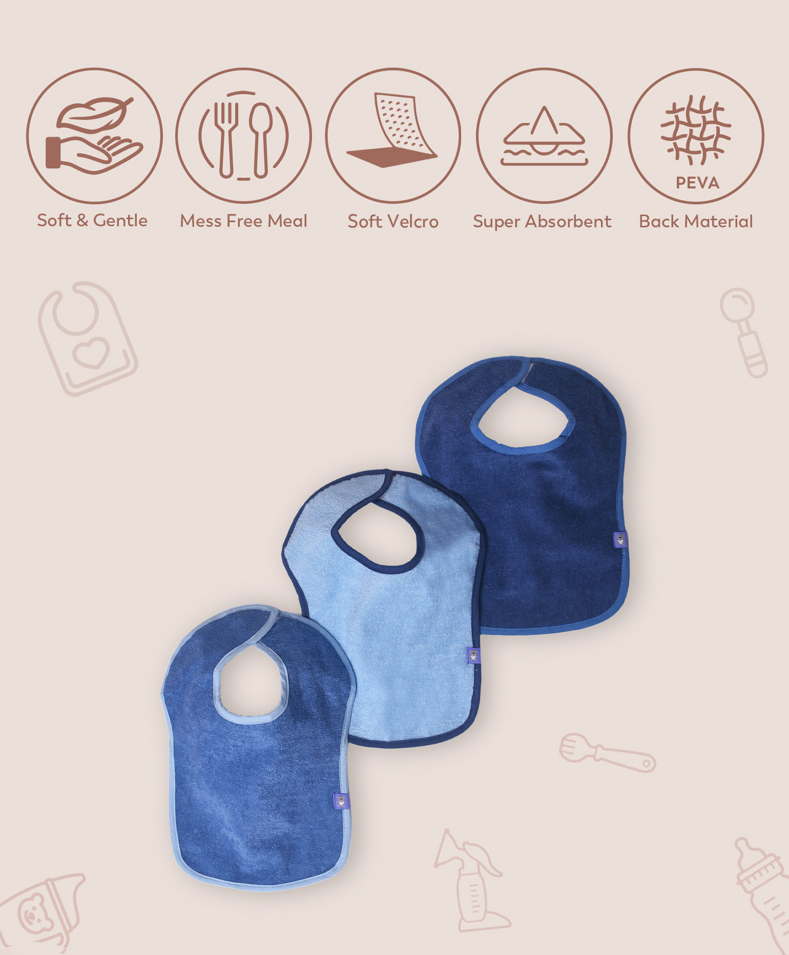Mi Arcus Weaning Bibs Pack of 3 - Blue-image-31