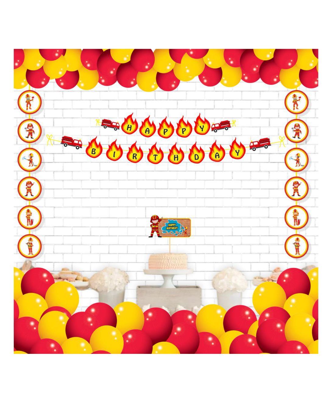 Fire Man Theme Decor Pack Multicolour - Pack of 24-image-47