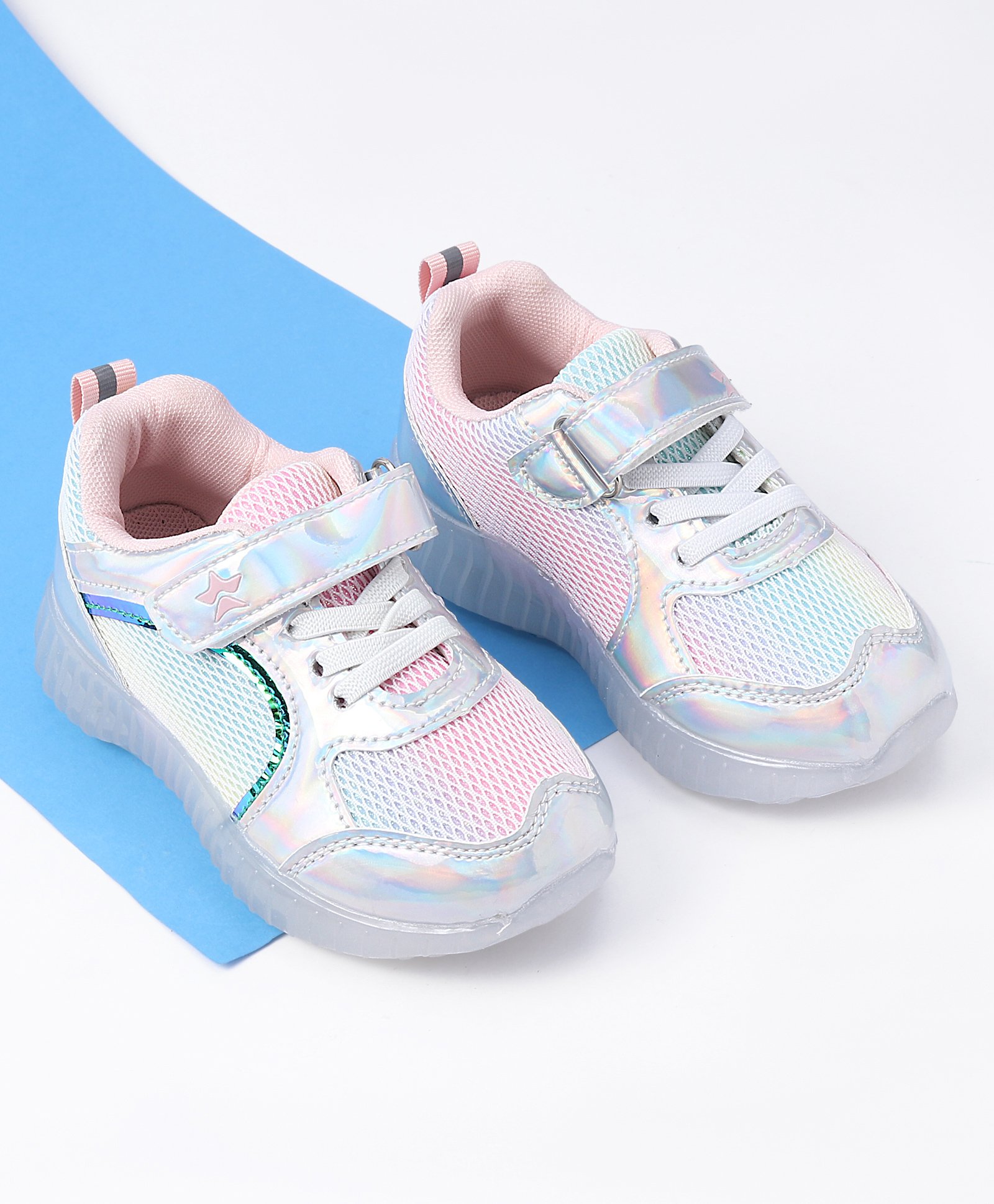 Cute Walk by Babyhug Holographic Sneakers with Velcro Closure - Silver-image-26