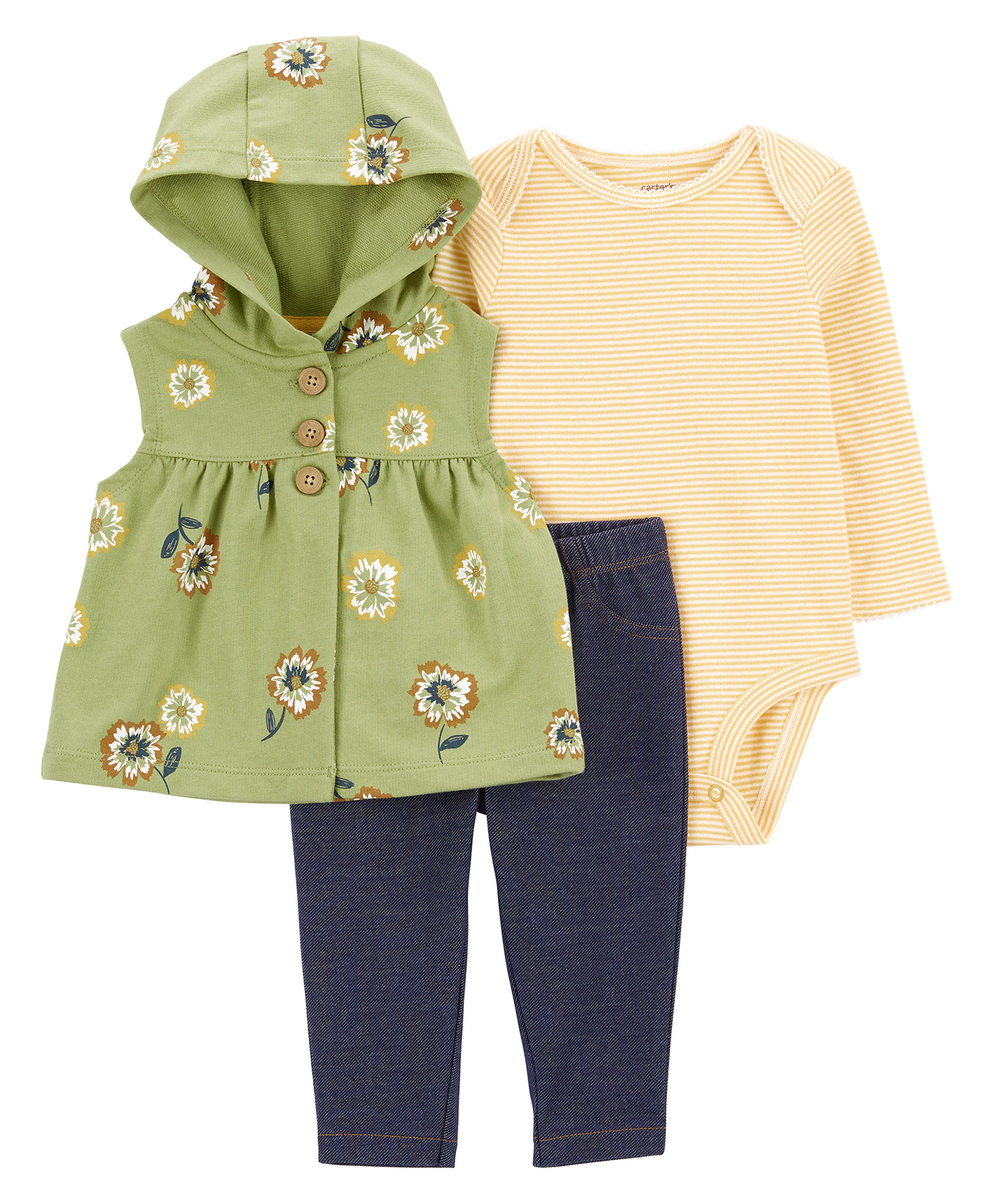 Carter's 3-Piece Little Vest Set - Green-image-40