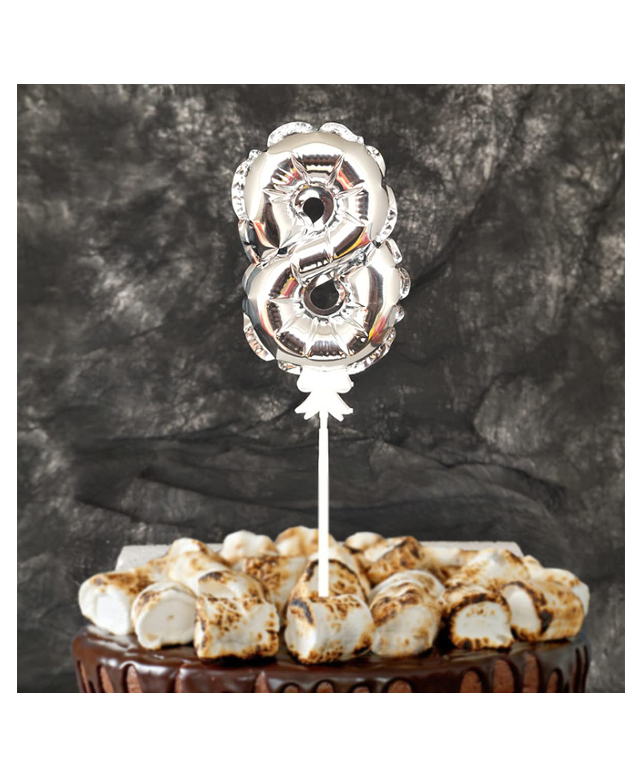 AMFIN 8 Number Foil Balloon Cake Topper Decoration - Silver-image-25