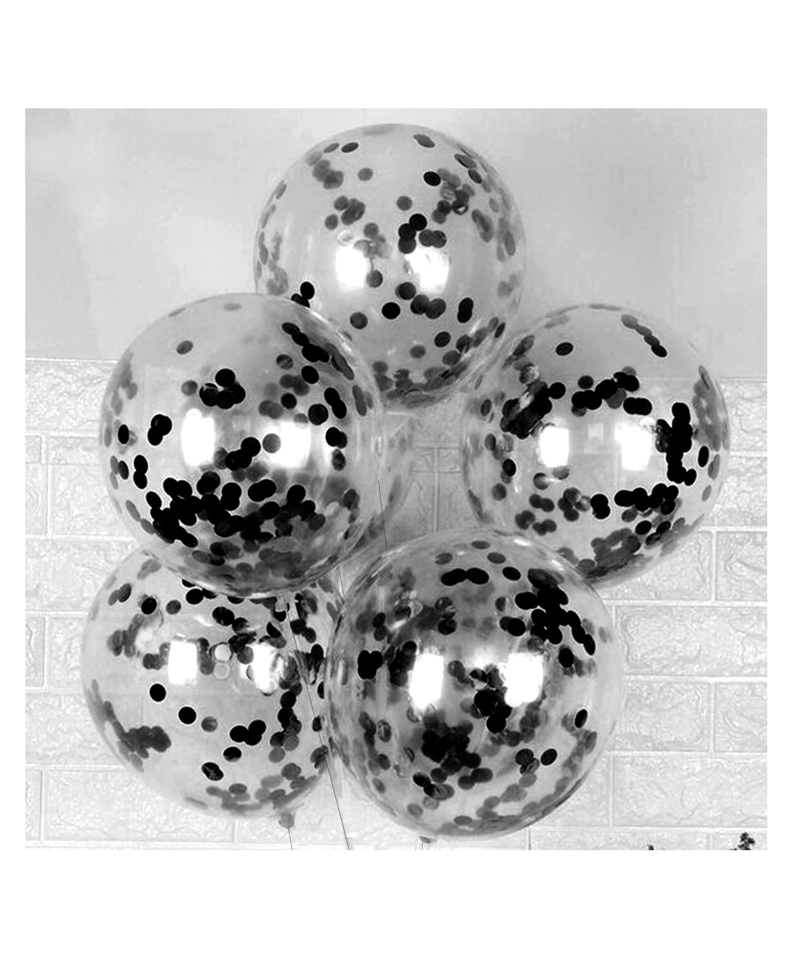 AMFIN Pack Of 10 Transparent Balloons Bouquet Combo with Pre Filled Confetti & Ribbons - Black-picture-31