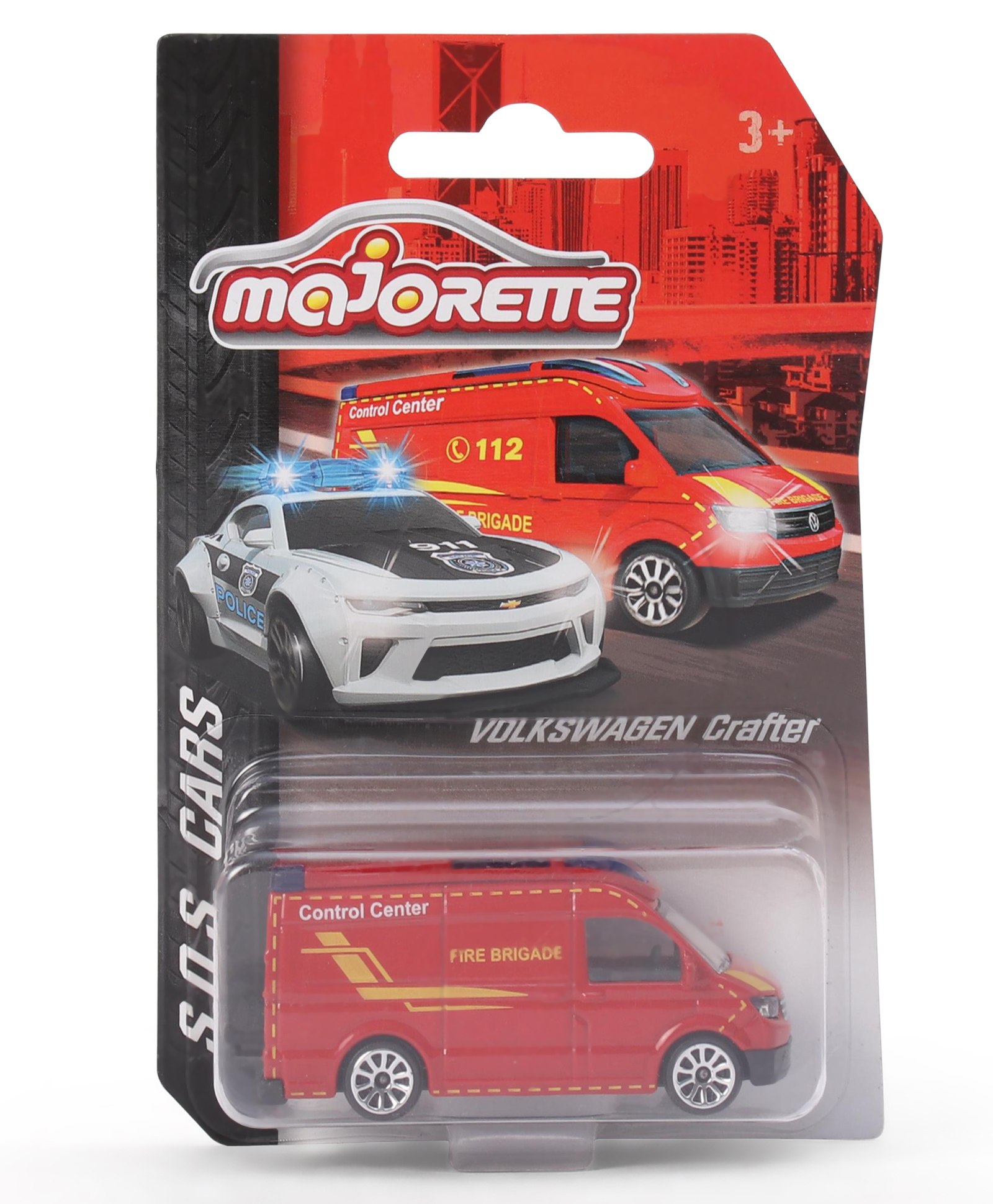 Majorette SOS Assortment Die Cast Free Wheel Volkswagen Crafter Toy Car - Red-image-19