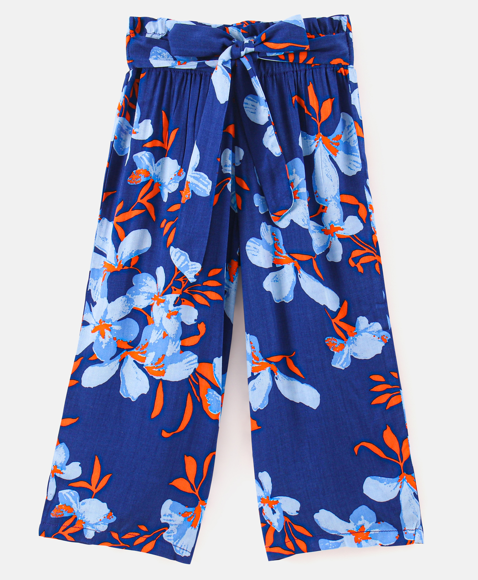 CrayonFlakes Polka Dots Printed Front Knot Belt Detail Palazzo - Blue-picture-15