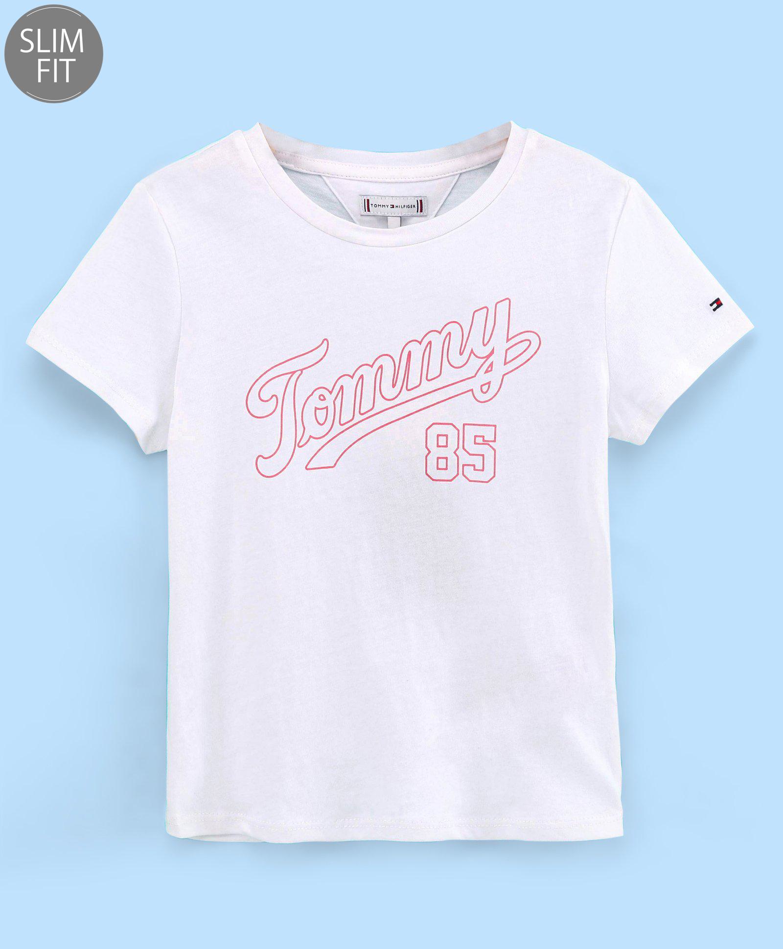 Tommy Hilfiger Cotton Half Sleeves Text Printed Slim Fit T-Shirt  - White-picture-20