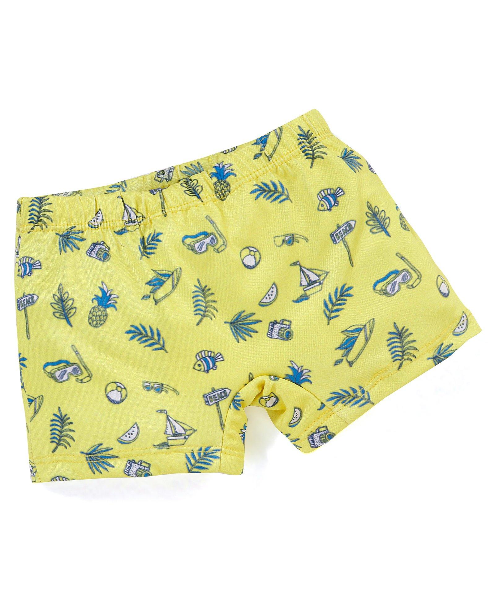 Babyhug Above Knee Length Beach Theme Swimming Trunk - Yellow-image-22