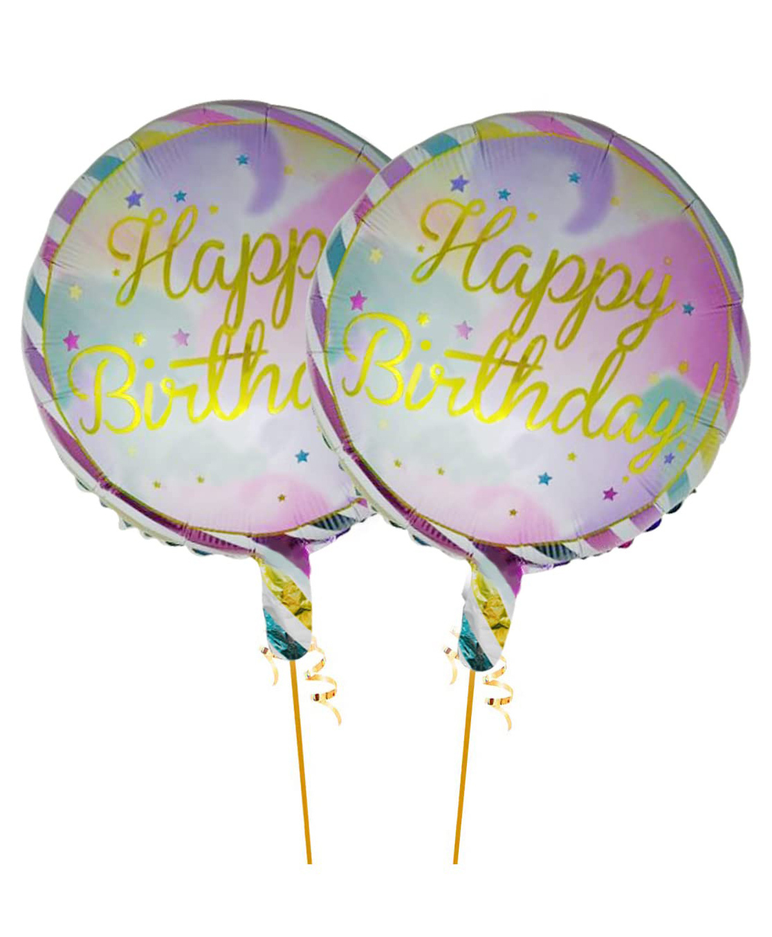 AMFIN Pack of 2 17 Inch Happy Birthday Round Foil Balloons - Multicolor-image-25