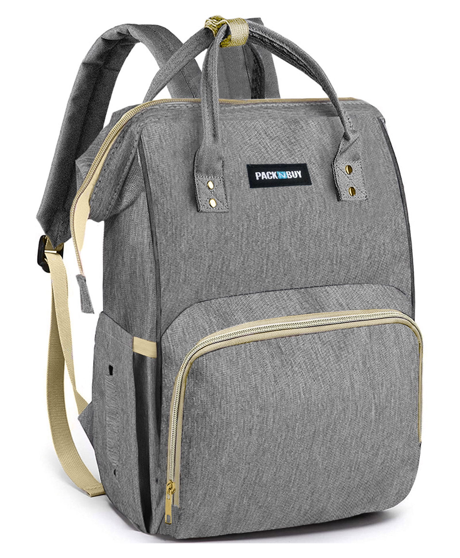 PACKNBUY Baby Diaper Bag Classic Backpack Style for Travel and Storage - Grey-image-4