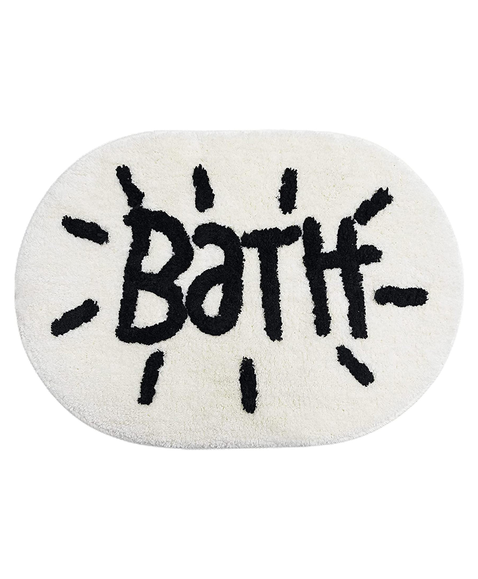 KolorFish Bathroom Rug Mat Oval Cute Small Bath Mat Soft Kids Plush Absorbent Non Slip Foot Mat Machine Washable Toilet Rug - White-image-8
