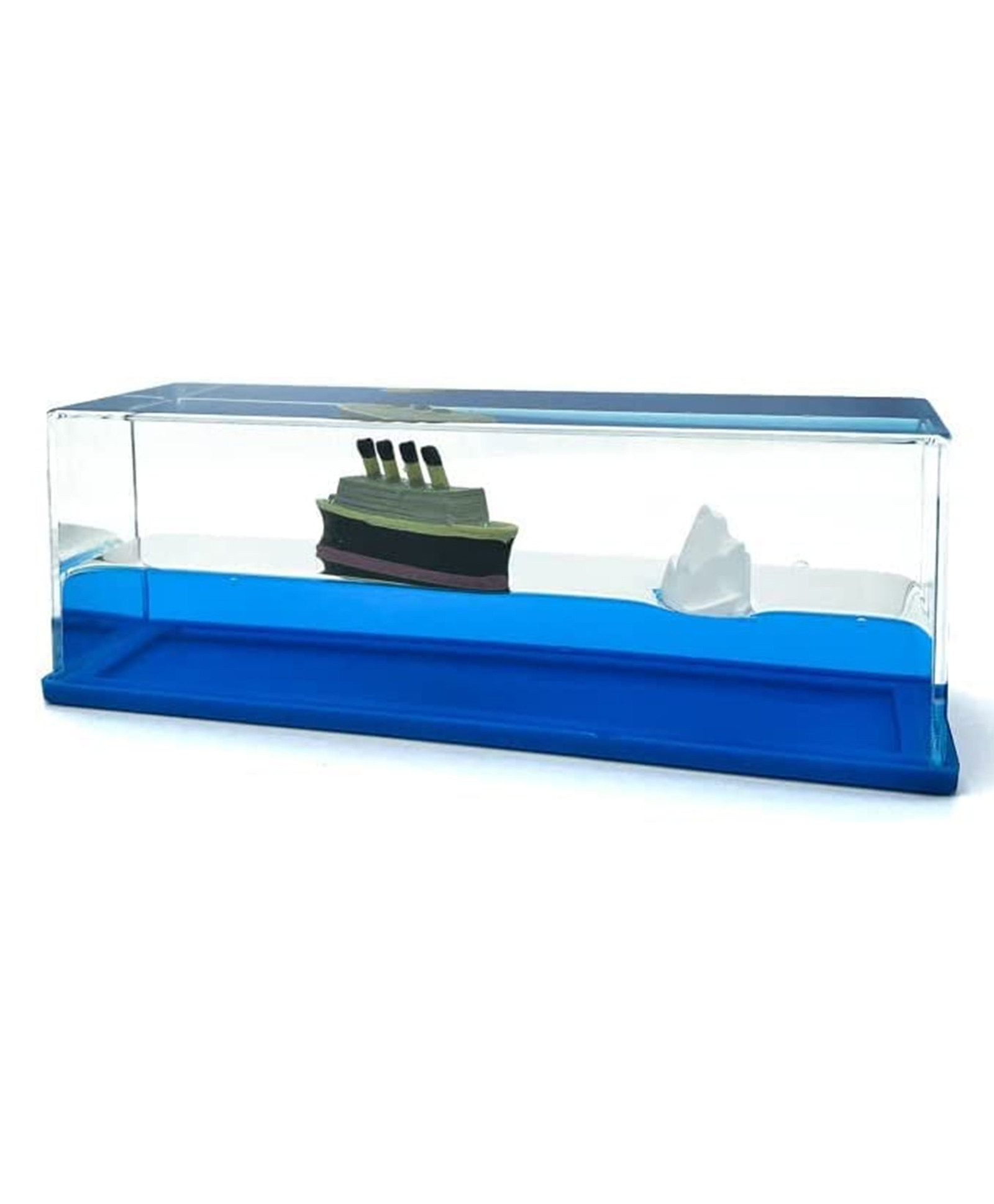 KolorFish Titanic Cruise Ship Model Liquid Wave Decoration That No Longer Sinks Iceberg Home Decor Suitable for Home Show Car Decoration Gifts Desk Or Paperweight - Blue-image-1