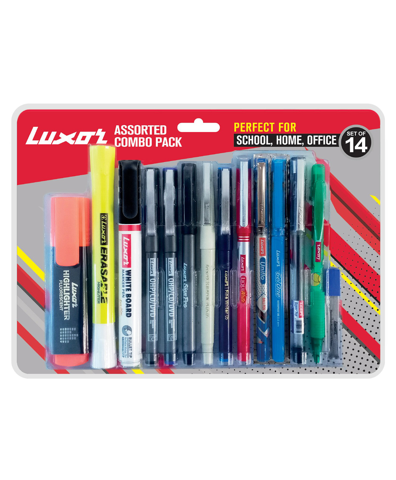 Luxor Pen Mechanical Pencile & Highlighter Set Pack of 14 - Color May Vary-picture-25