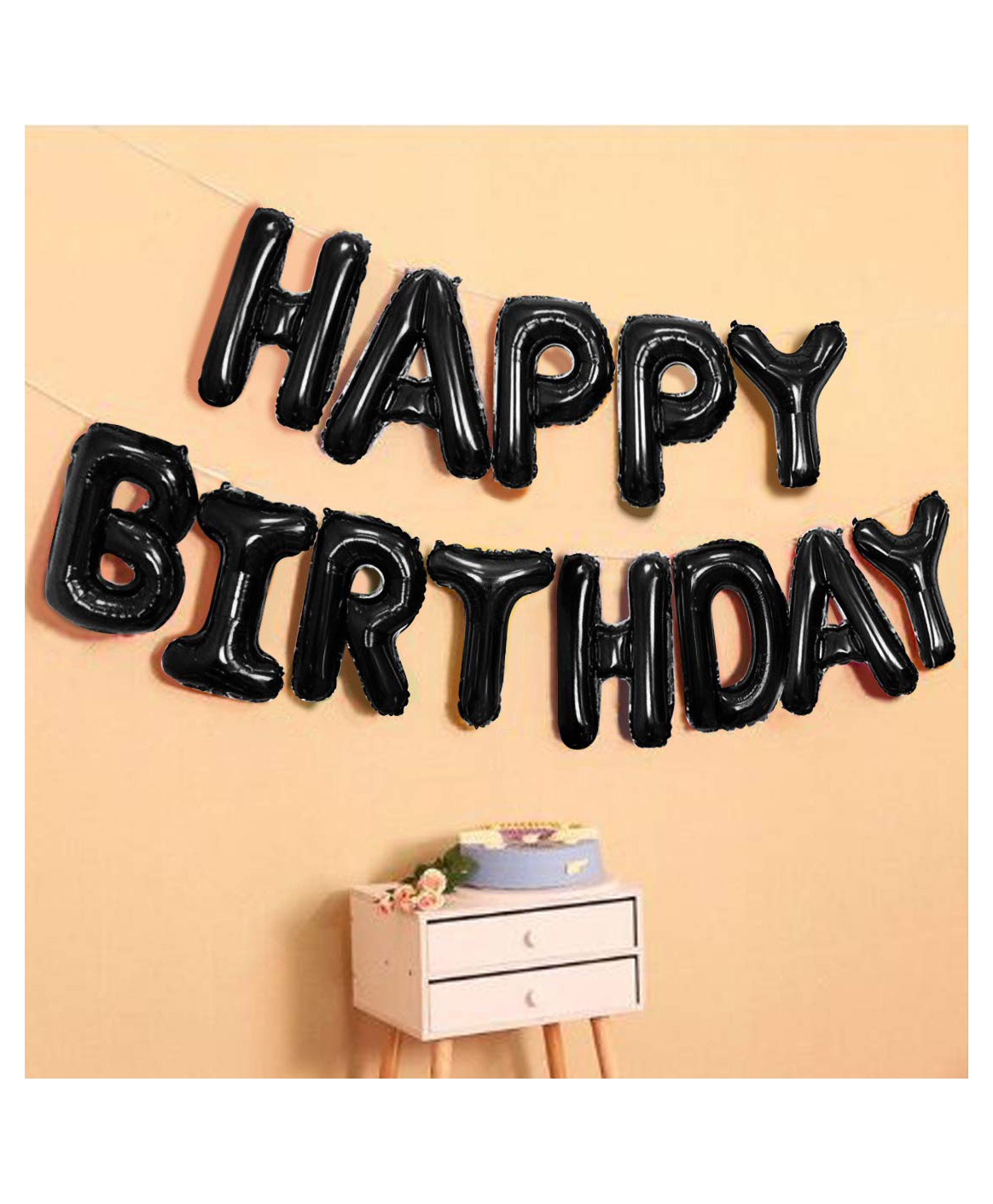 AMFIN Happy Birthday Letter Foil Balloon Set - Black-image-32