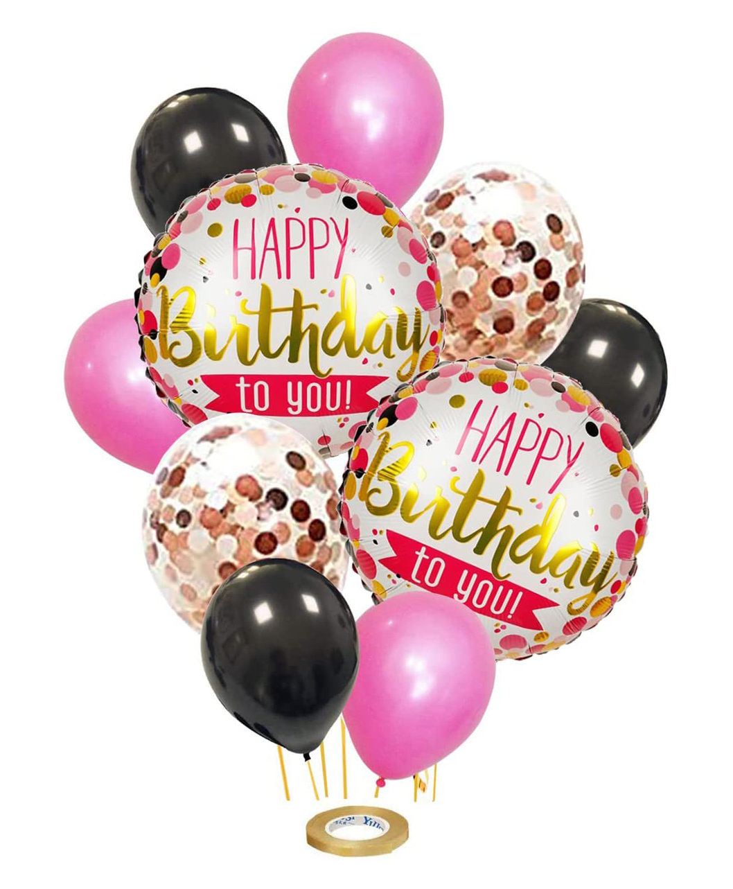 AMFIN Happy Birthday Round Foil Balloon Combo Kit - Pack of 11-image-9