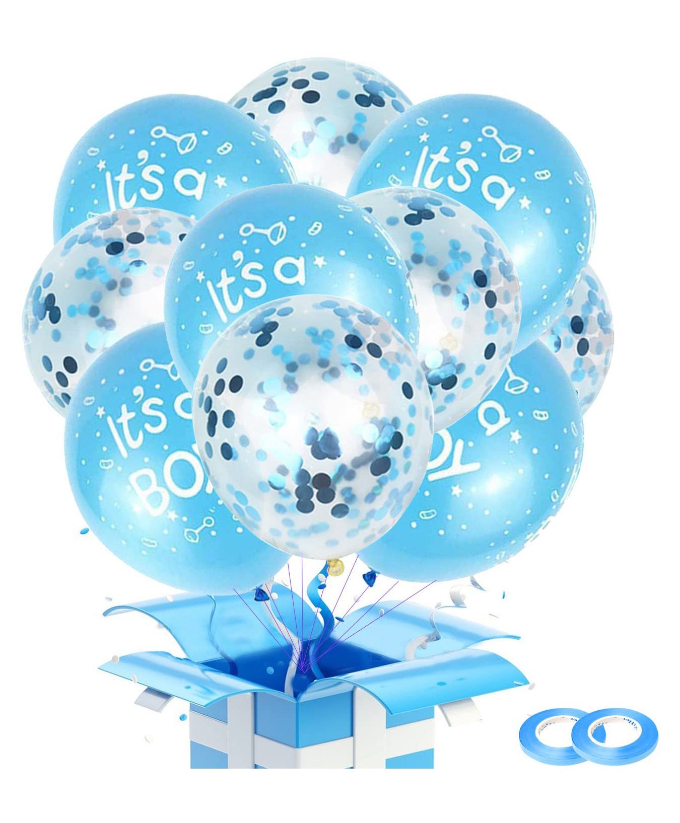 AMFIN Welcome Boy Decoration Welcome Boy Home Baby Boy Balloons Its A Boy Balloon Blue Confetti Balloons for Decoration - Pack of 50-picture-22
