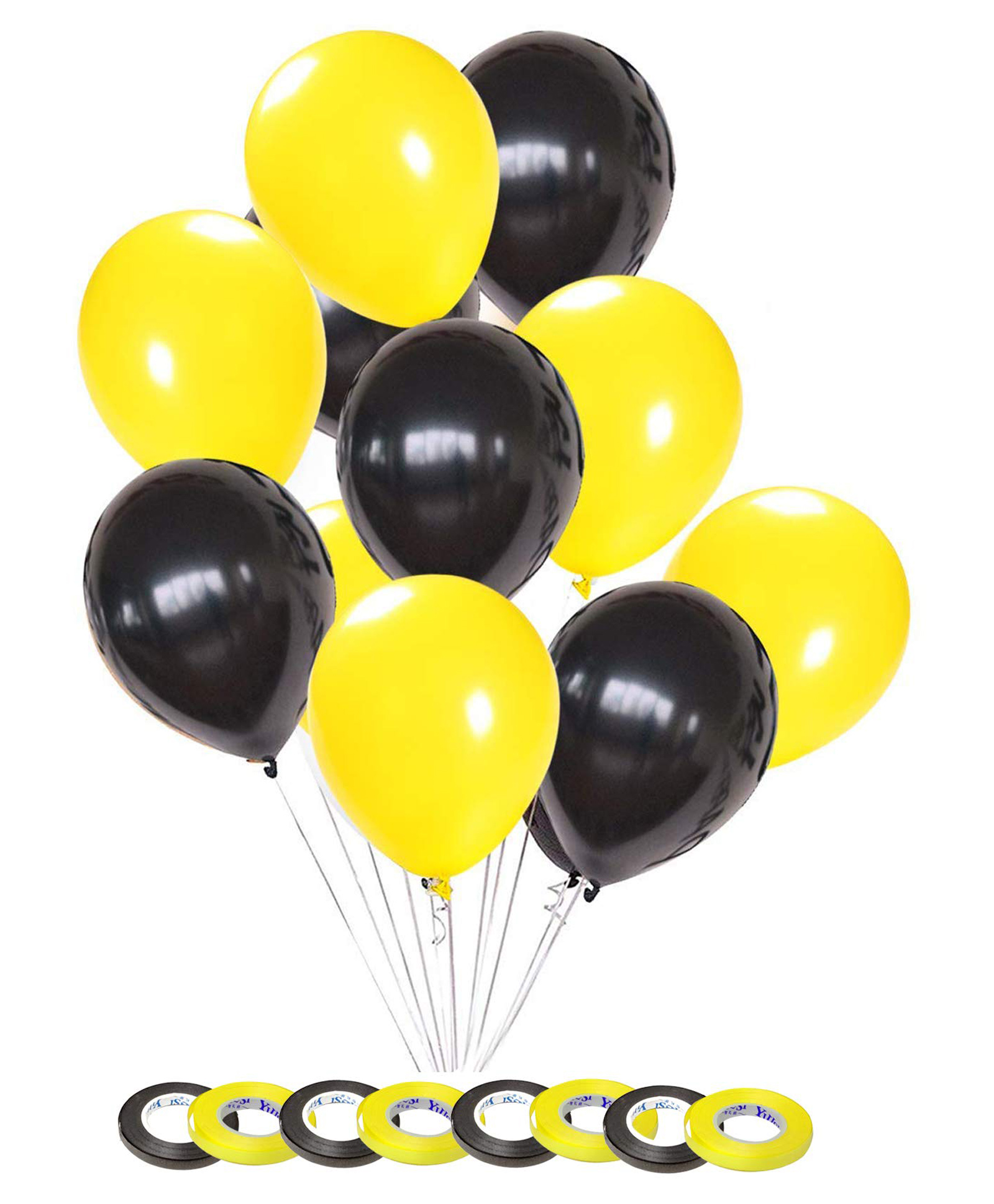 AMFIN 10 Inch Latex Balloon Black & Yellow for Birthday Decoration - Pack of 200-picture-22