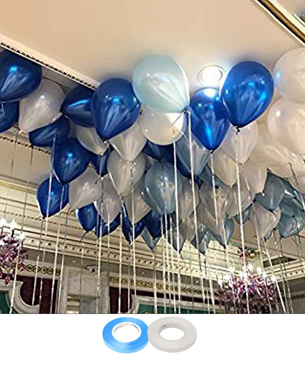 AMFIN Metallic Balloons Blue & White - Pack of 50-picture-27