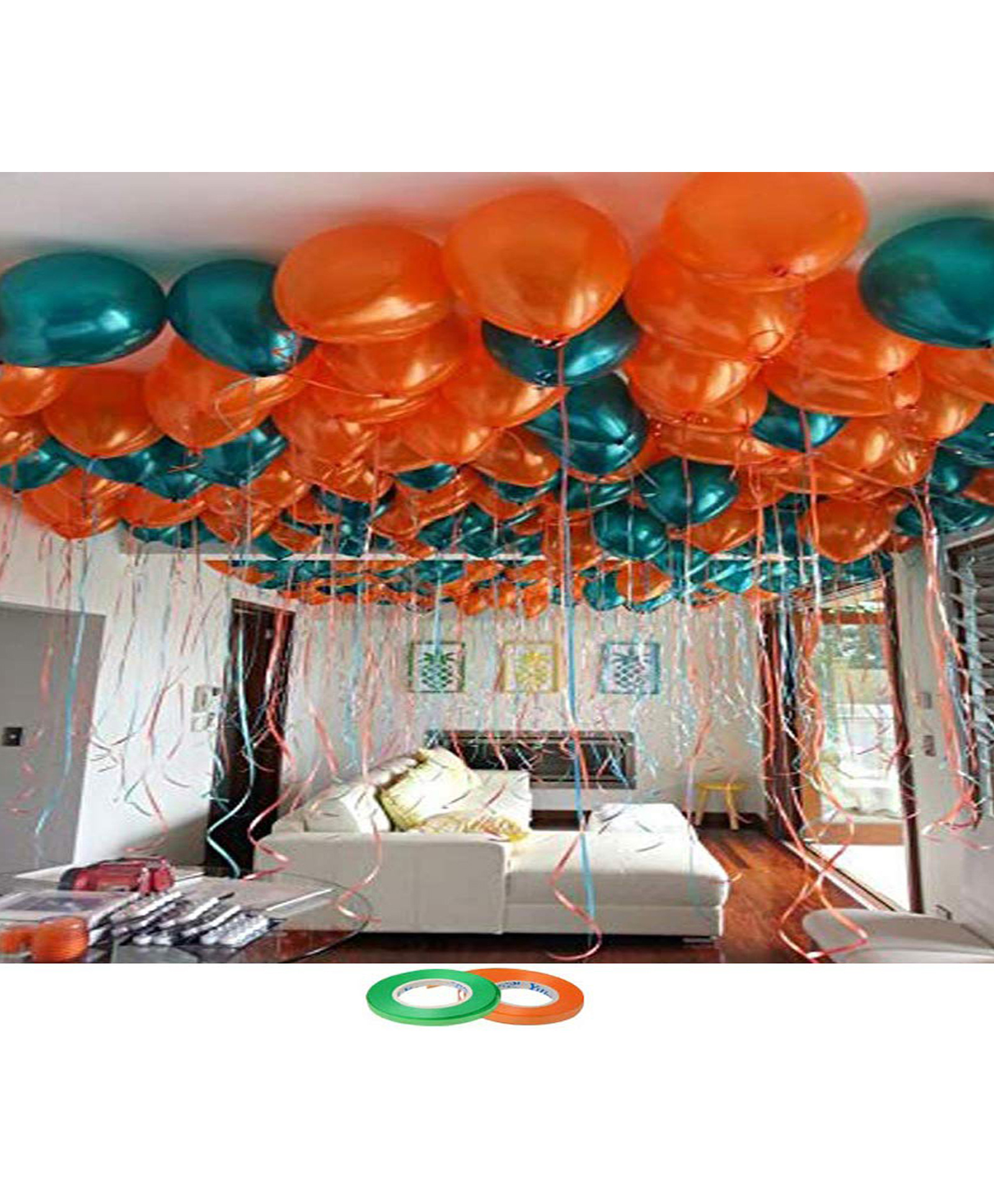 AMFIN Metallic Balloons Orage & Green - Pack of 100-image-10